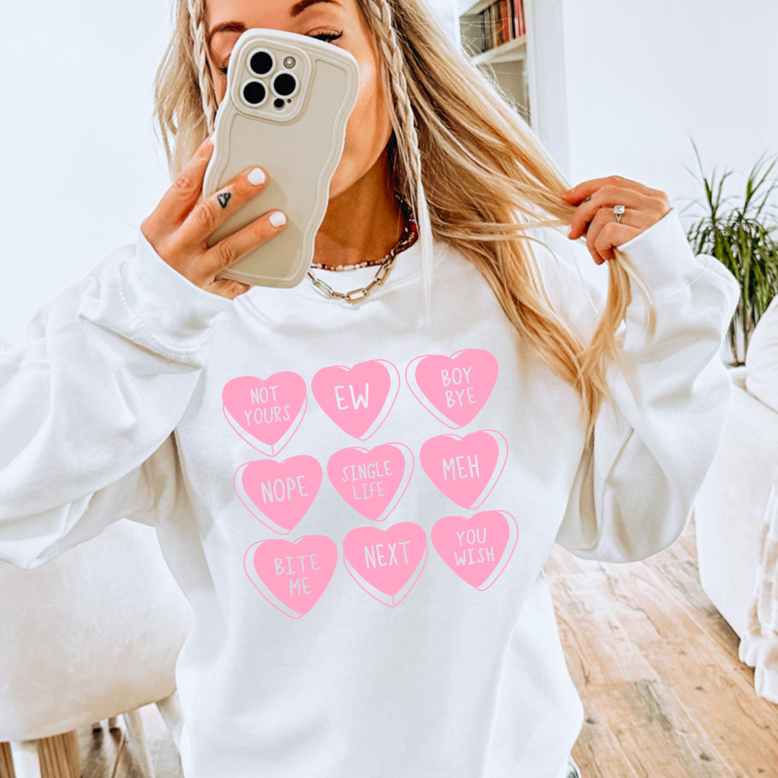 Anti Valentine Preppy Graphic Tee Crewneck Hoodie, Sweatshirt | PodTeesHub.com