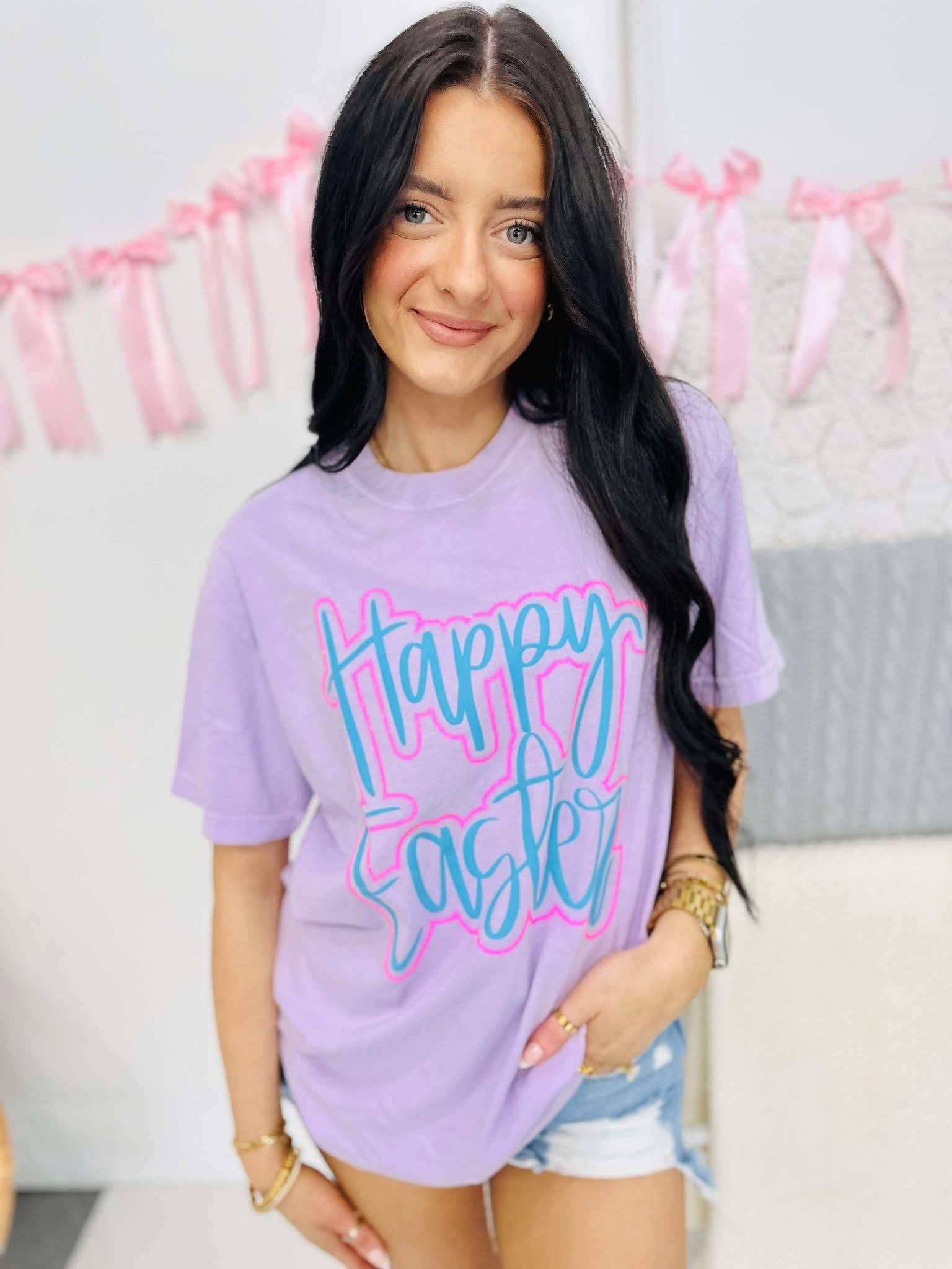 Happy Easter Double Puff/Glitter Tee Hoodie, Sweatshirt | PodTeesHub.com