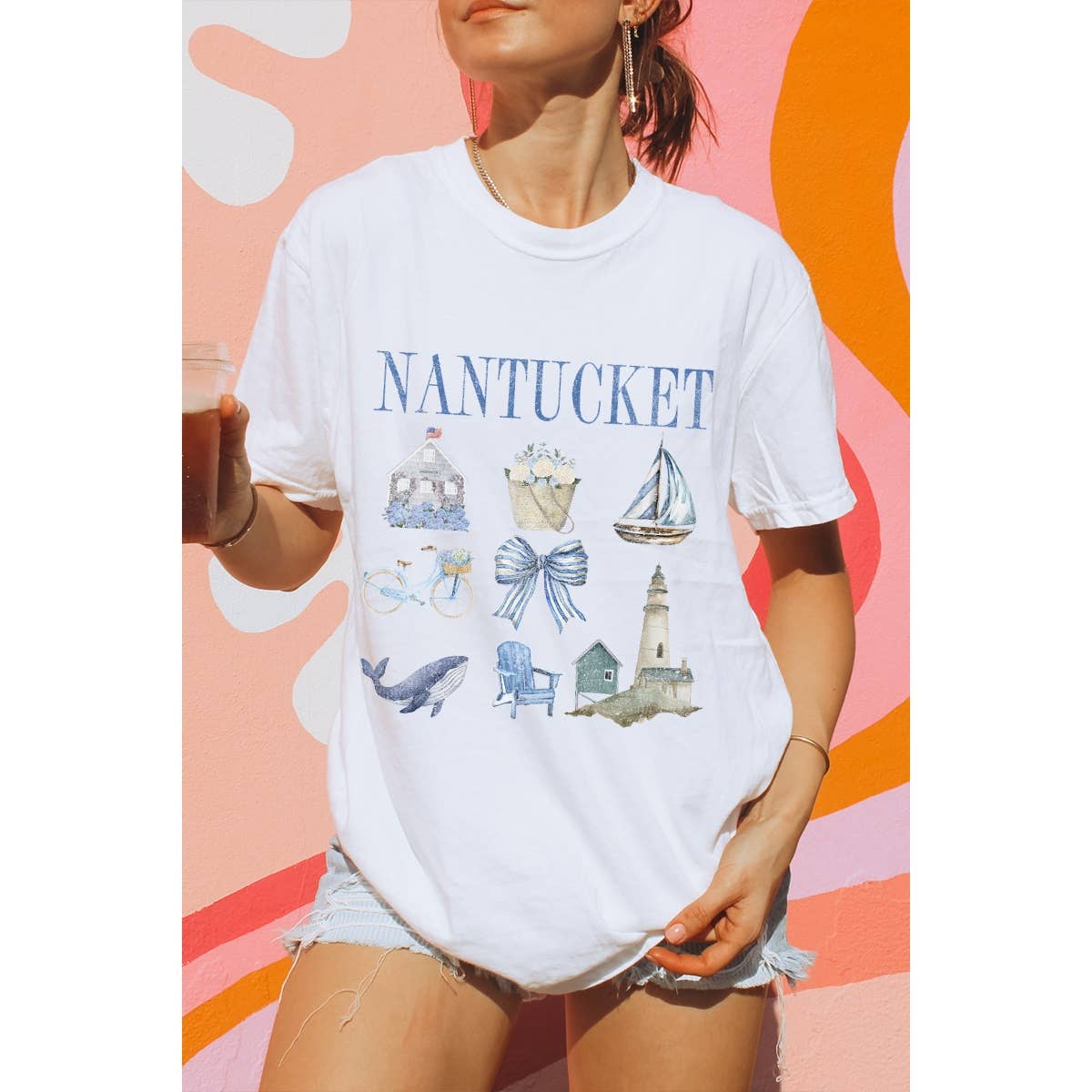 Nantucket Vintage Graphic Oversized Tee Hoodie, Sweatshirt | PodTeesHub.com