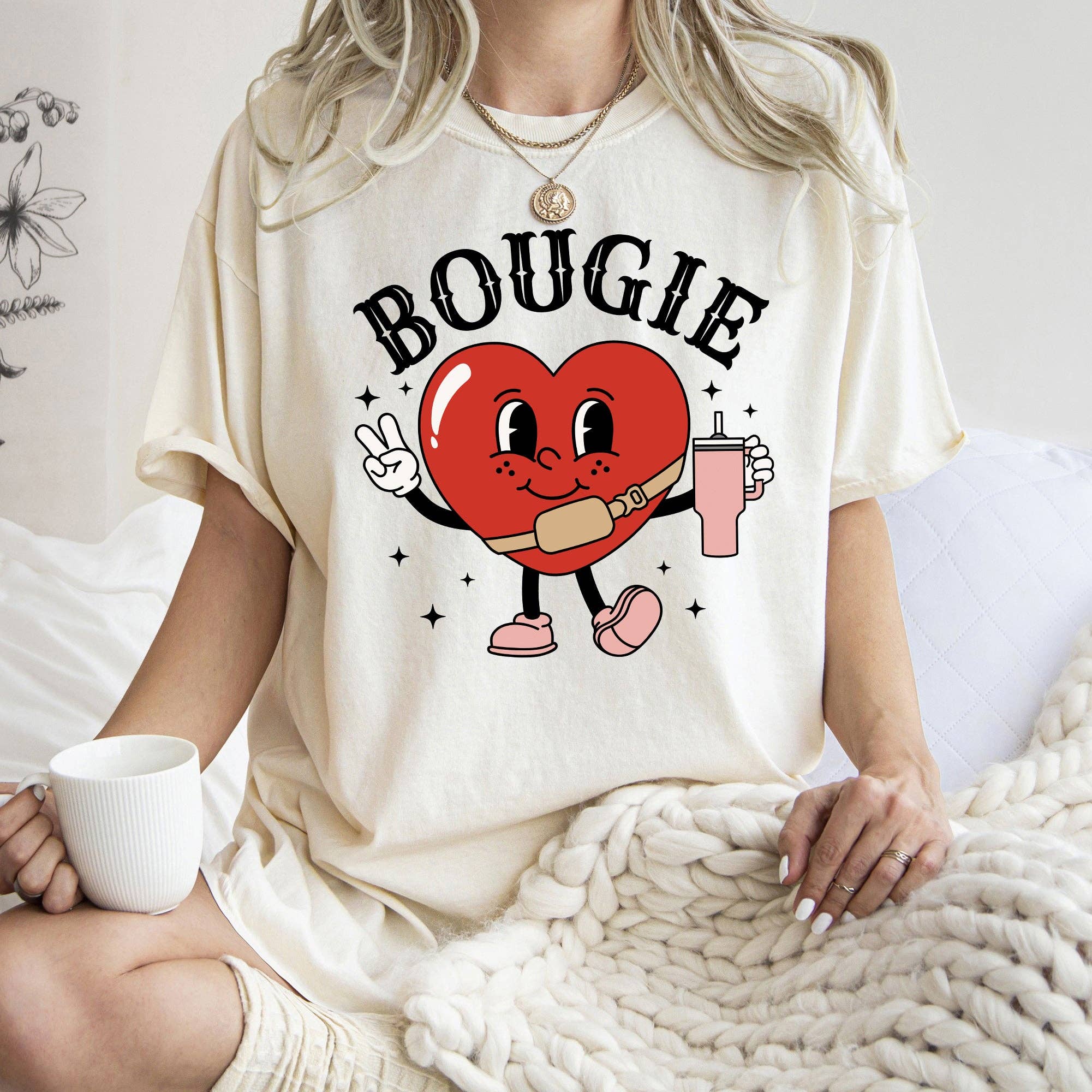 Bougie Heart, Boujee, Comfort Colors Tshirt, Valentine's Day Hoodie, Sweatshirt | PodTeesHub.com