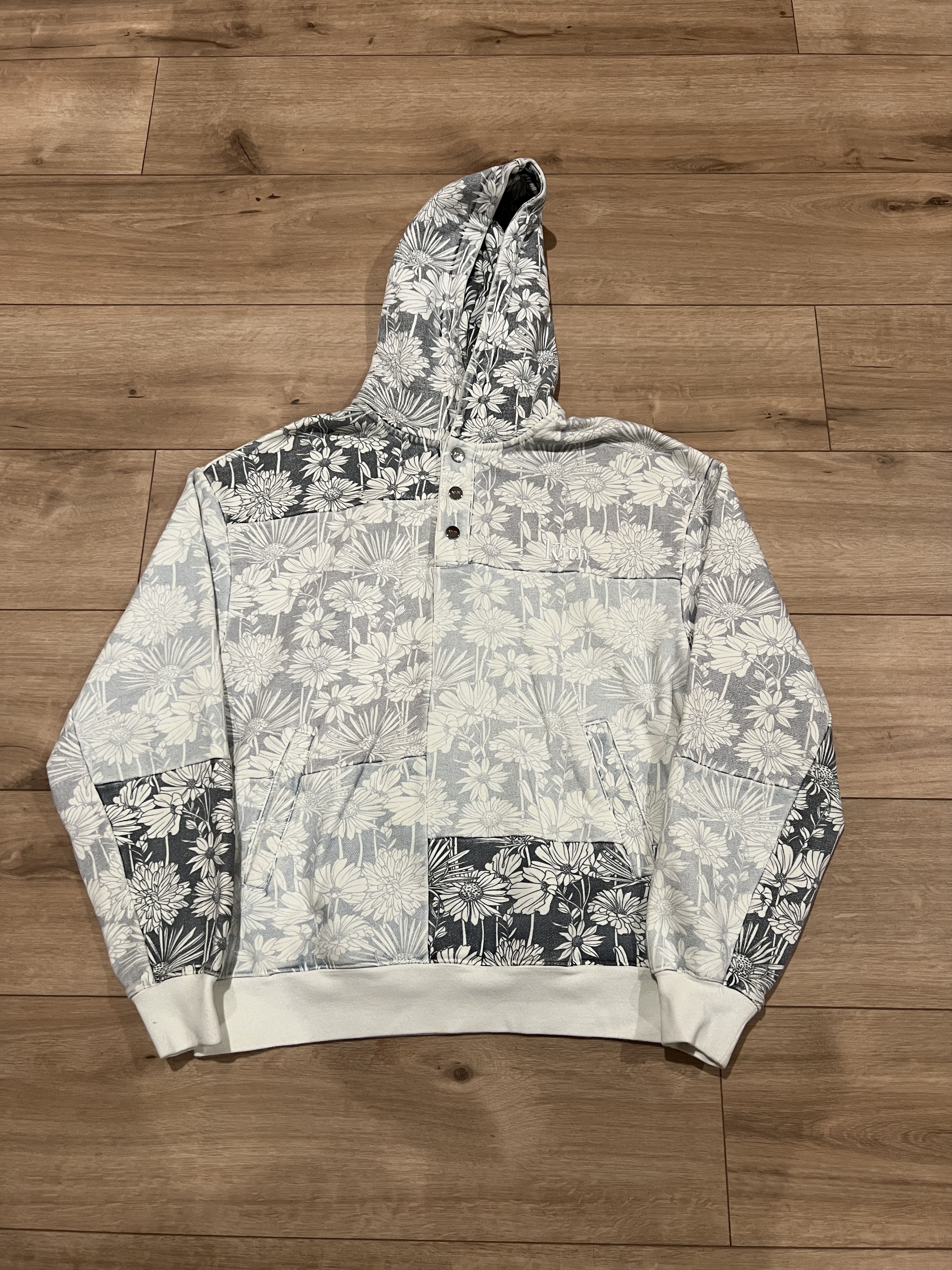Kith Williams Iv Aster Floral Hooded Sweatshirt Gray Size Xs T-Shirts, Hoodie | PodTeesHub.com