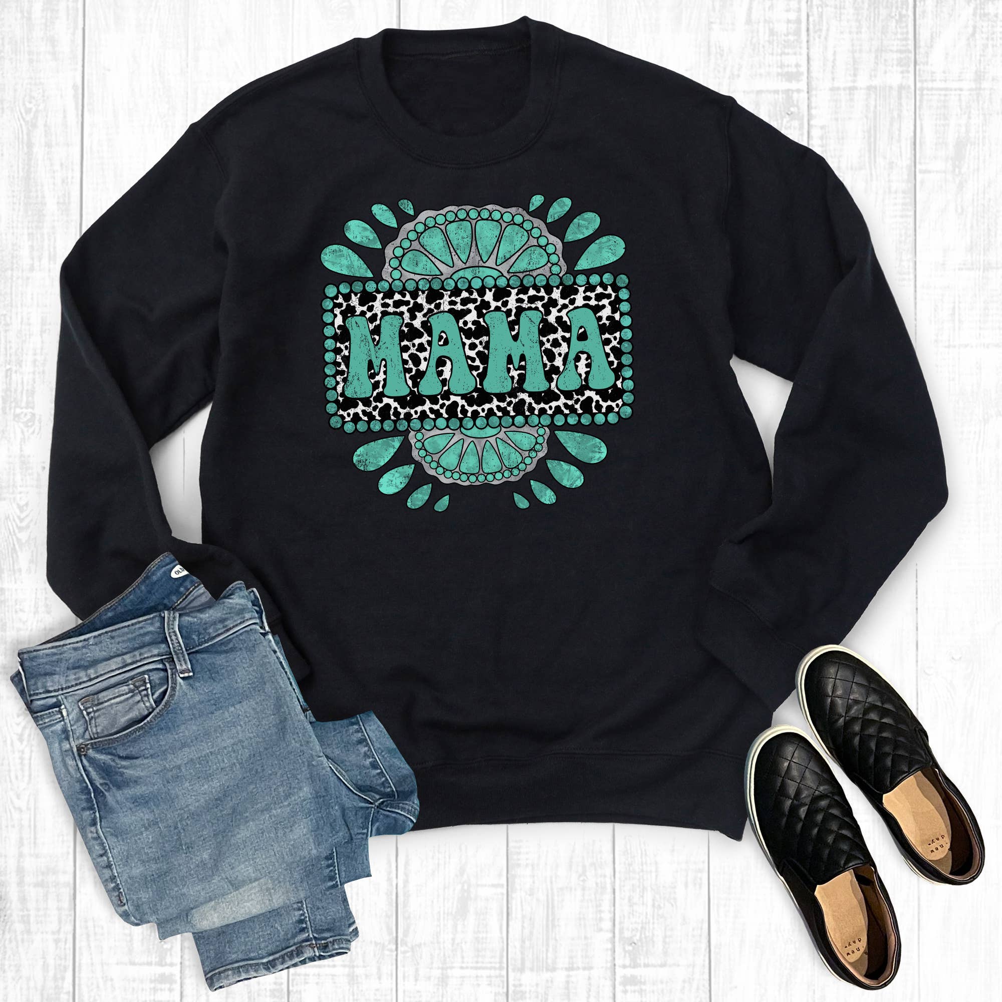 Western Mama Turquoise Concho Sweatshirt T-Shirts, Hoodie | PodTeesHub.com