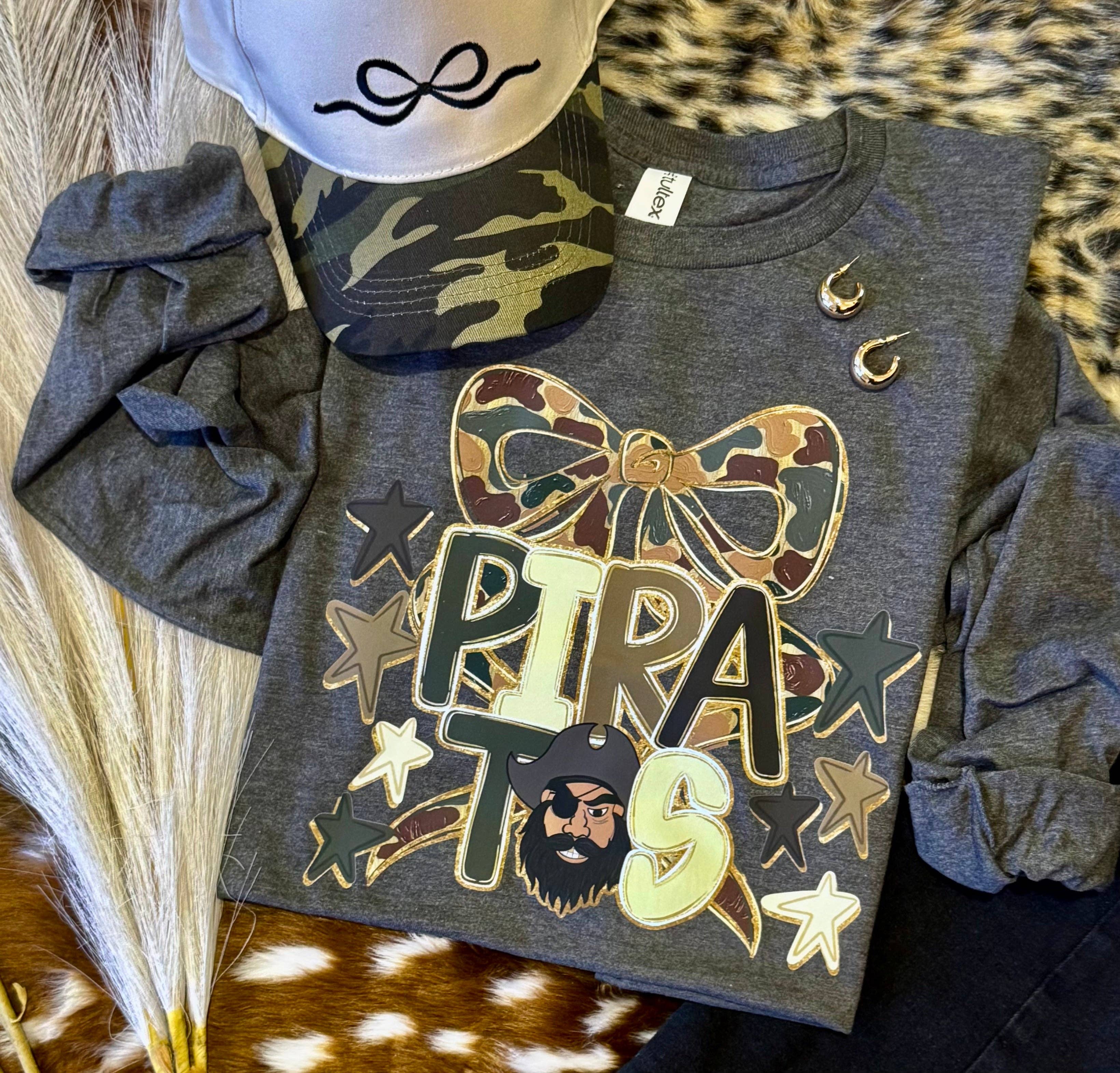 Pirates Camo Bow Tee / Long Sleeve Hoodie, Sweatshirt | PodTeesHub.com