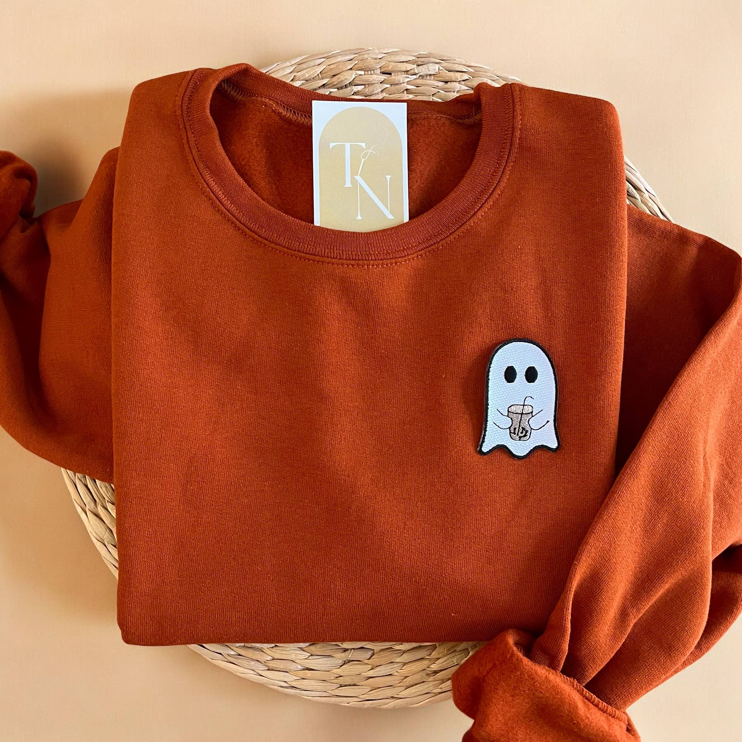 Ghost with Iced Coffee Sweatshirt, Halloween Sweatshirts T-Shirts, Hoodie | PodTeesHub.com