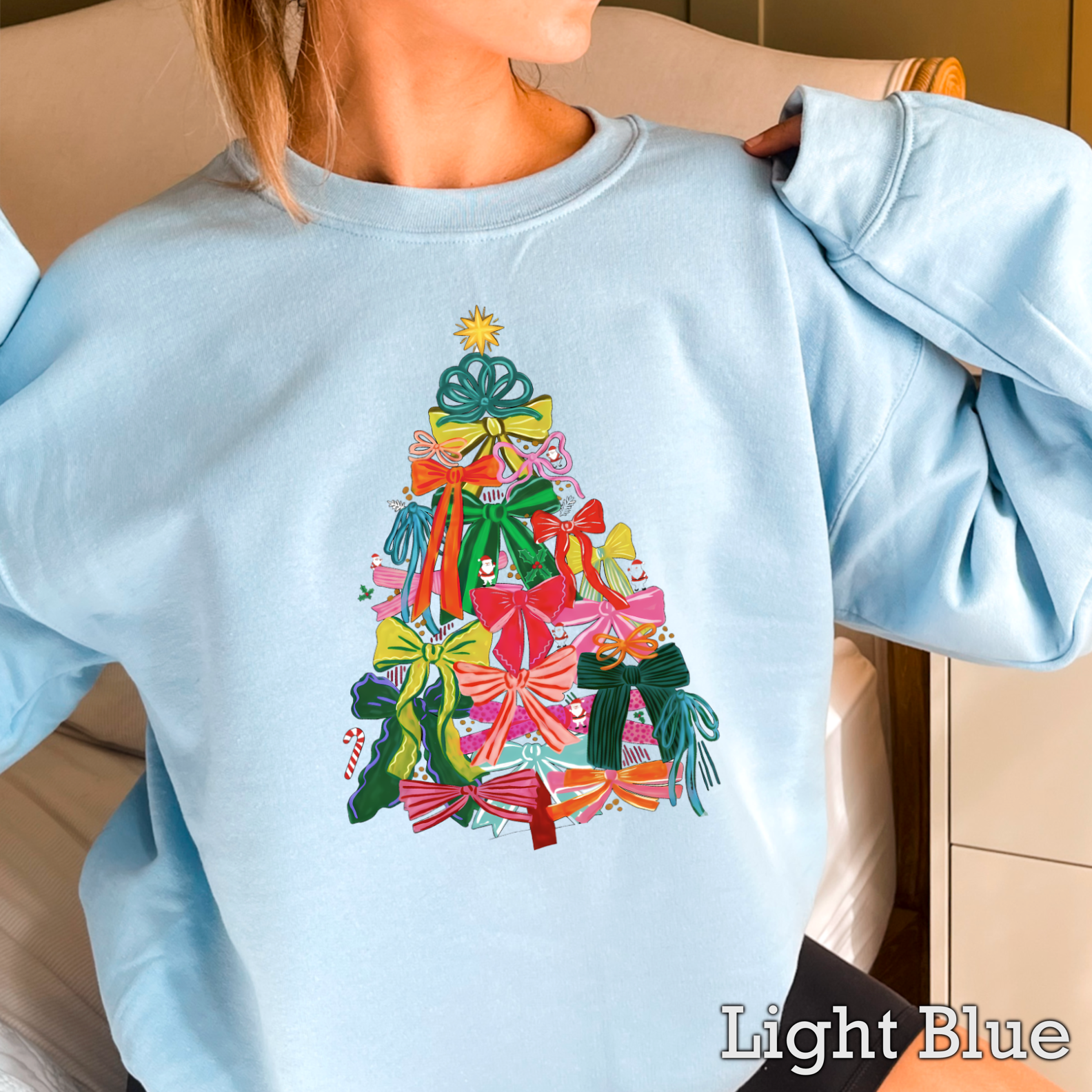 Bow Christmas Tree Christmas Sweatshirt | Gildan T-Shirts, Hoodie | PodTeesHub.com