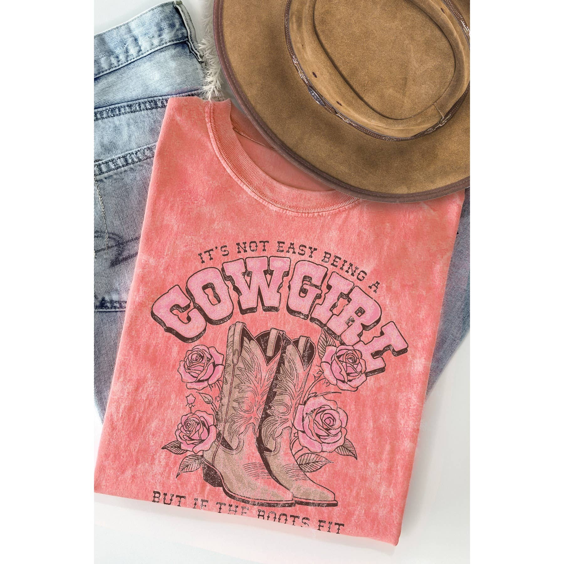 It Is Not Easy Being A Cowgirl Mineral Washed T Shirt Hoodie, Sweatshirt | PodTeesHub.com