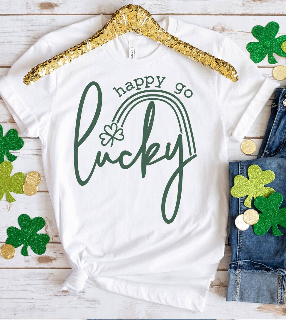 Happy Go Lucky  - St. Patrick's Day Shamrock Cute T-Shirt Hoodie, Sweatshirt | PodTeesHub.com