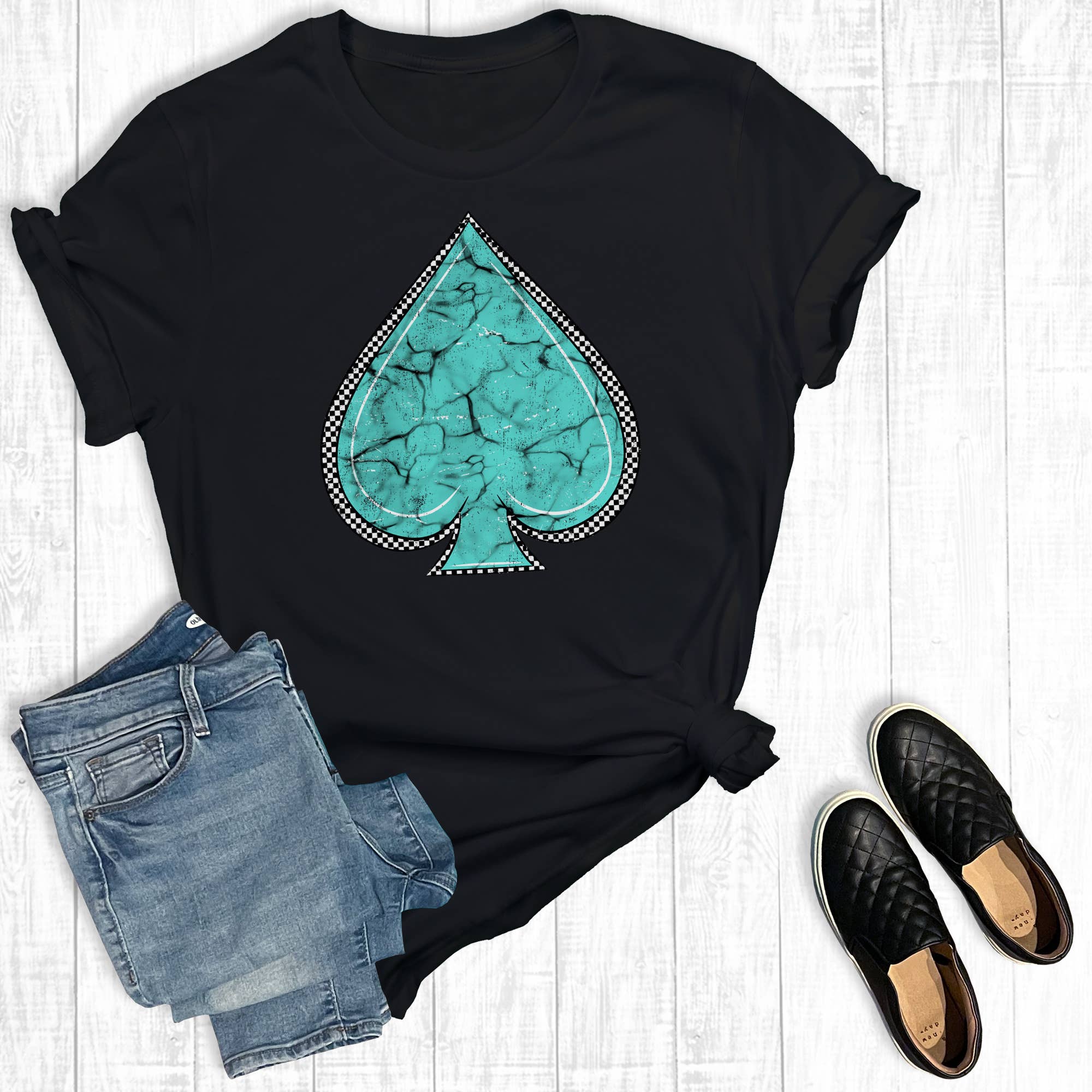 Western Turquoise Spade Graphic Tee Hoodie, Sweatshirt | PodTeesHub.com
