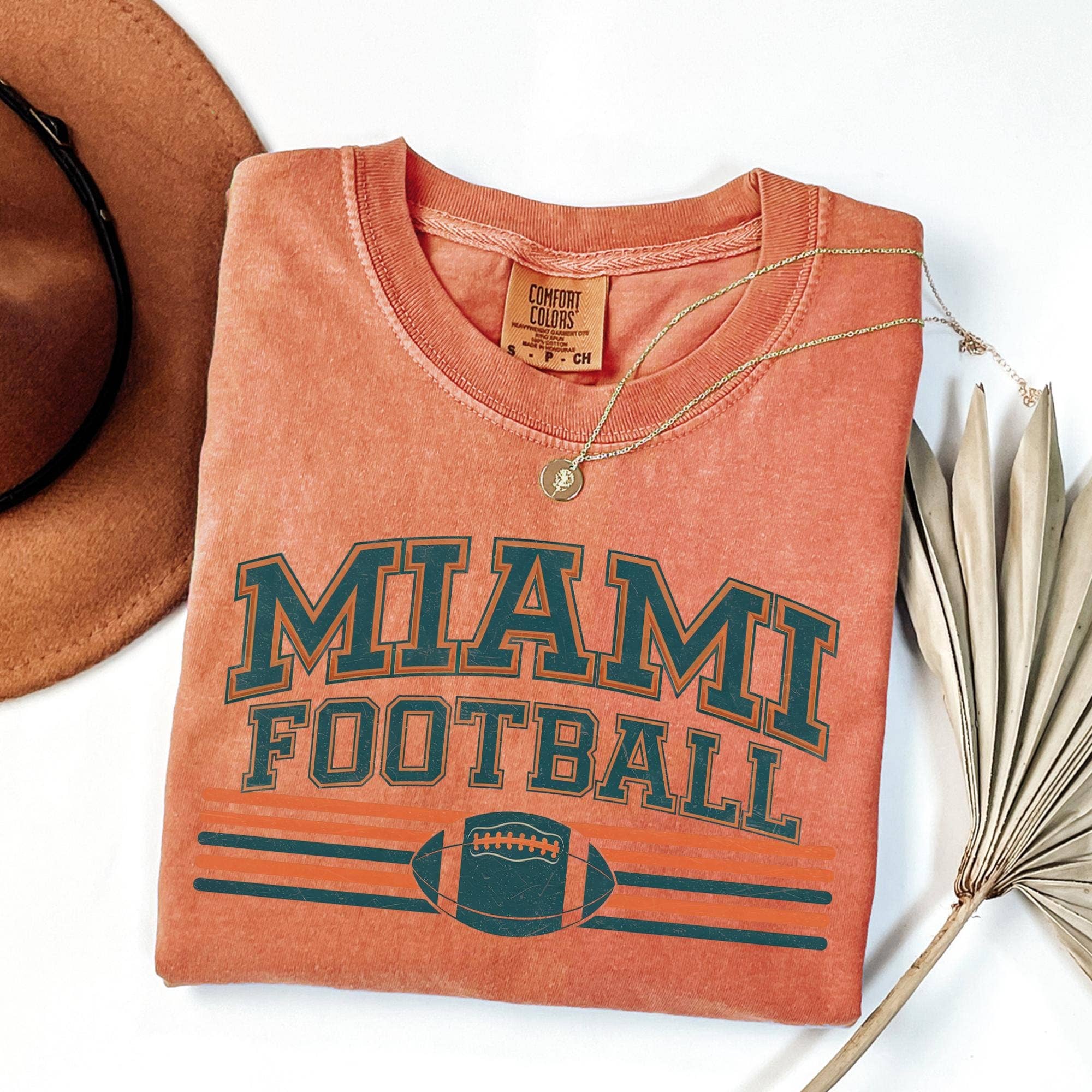 Retro Miami Football Comfort Colors Tee Hoodie, Sweatshirt | PodTeesHub.com