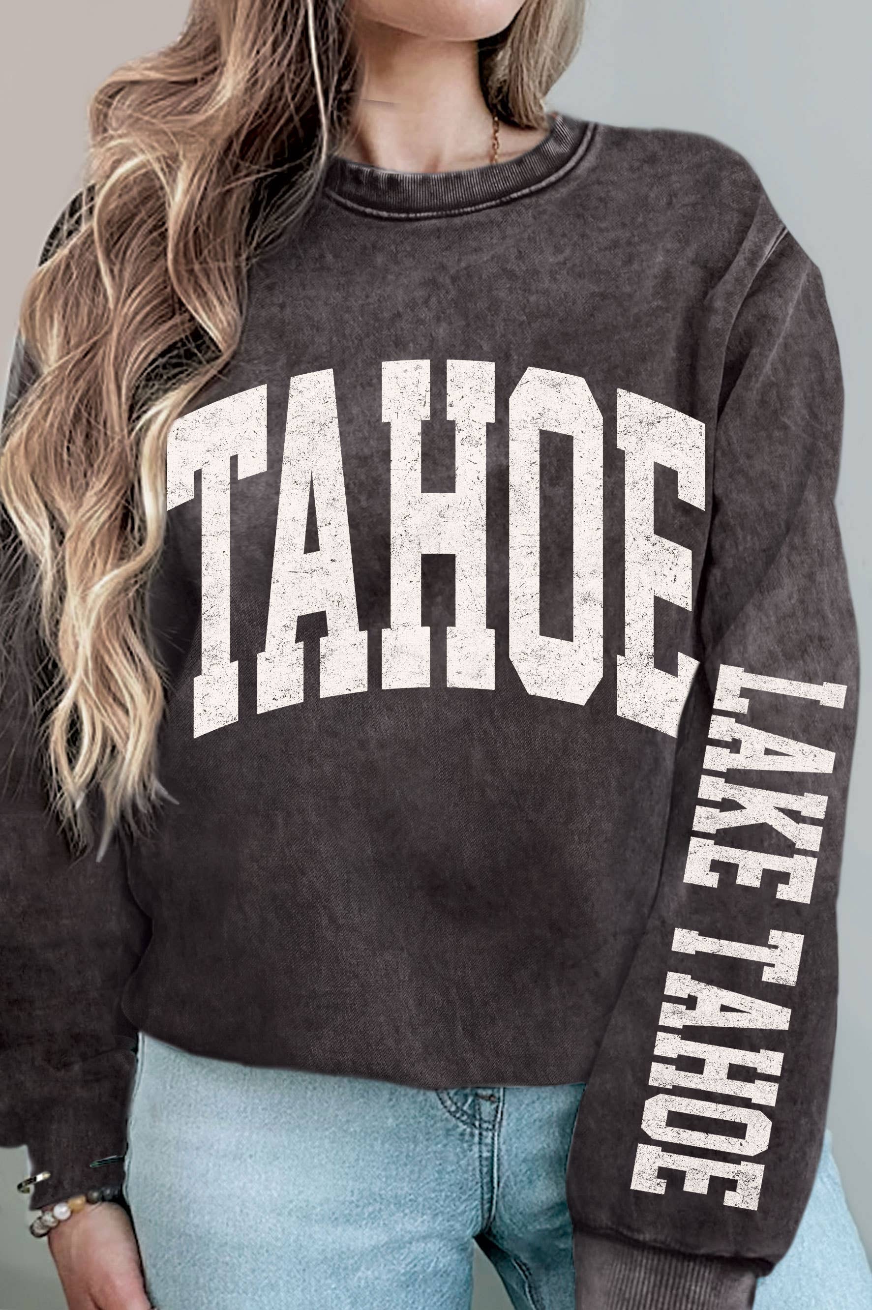 Lake Tahoe Front&Sleeve Graphic Mineral Brushed Sweatshirt T-Shirts, Hoodie | PodTeesHub.com