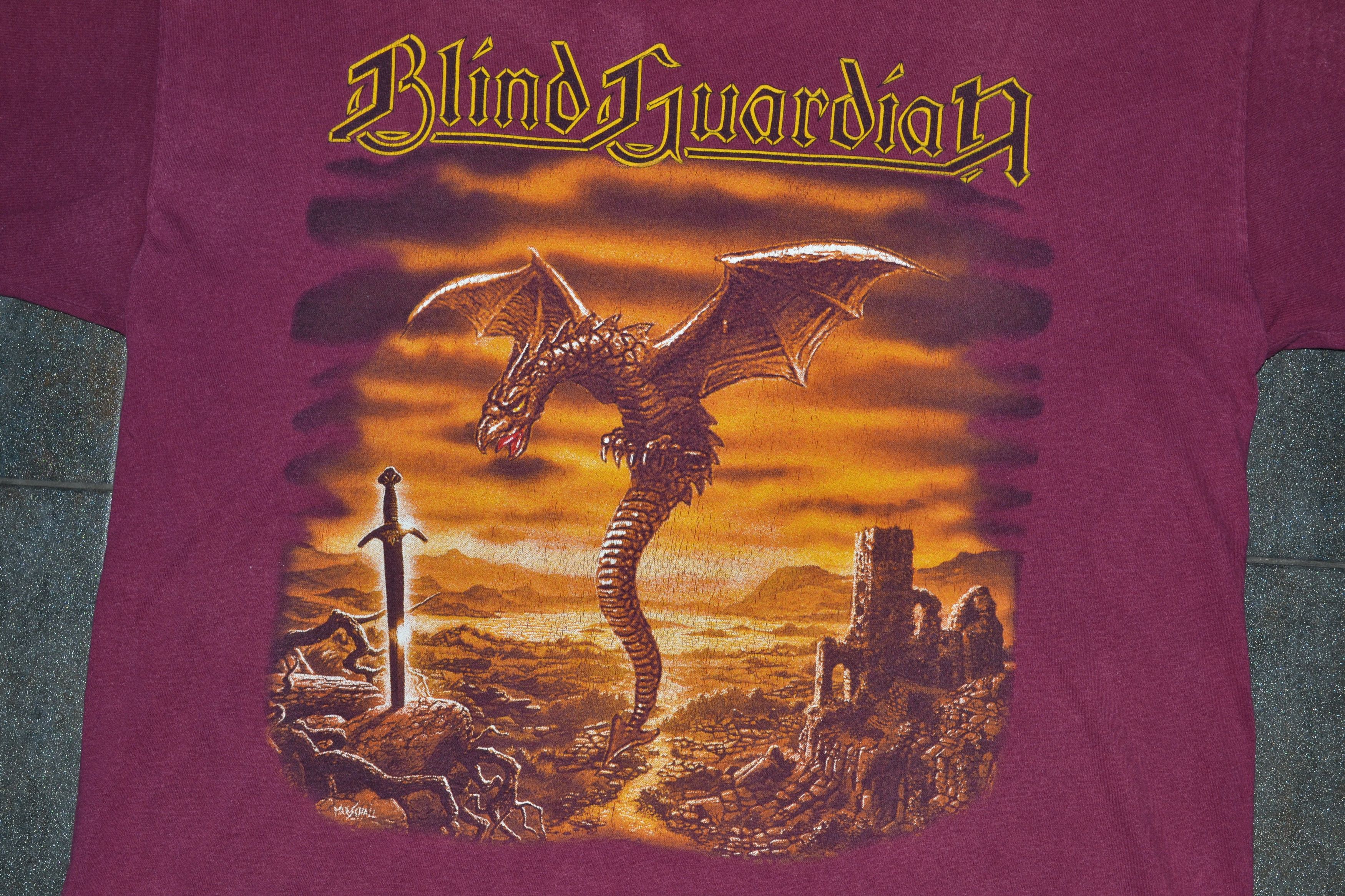 Band Tees × Vintagexl90s Vintage Blind Guardian Tour Promo Red T-shirt Hoodie, Sweatshirt | PodTeesHub.com