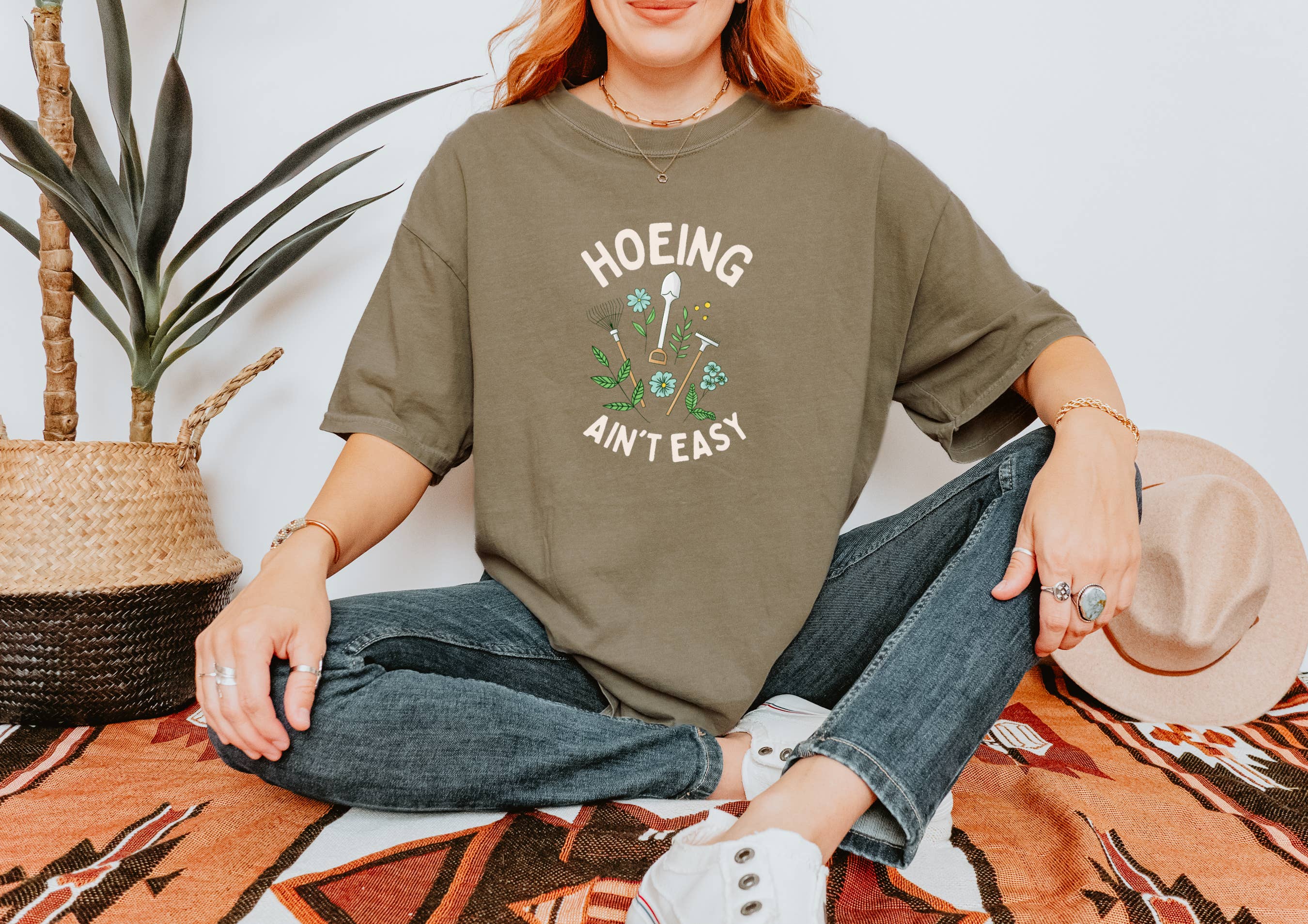 Hoeing Ain't Easy Gardener's Tshirt For Women Comfort Colors Hoodie, Sweatshirt | PodTeesHub.com