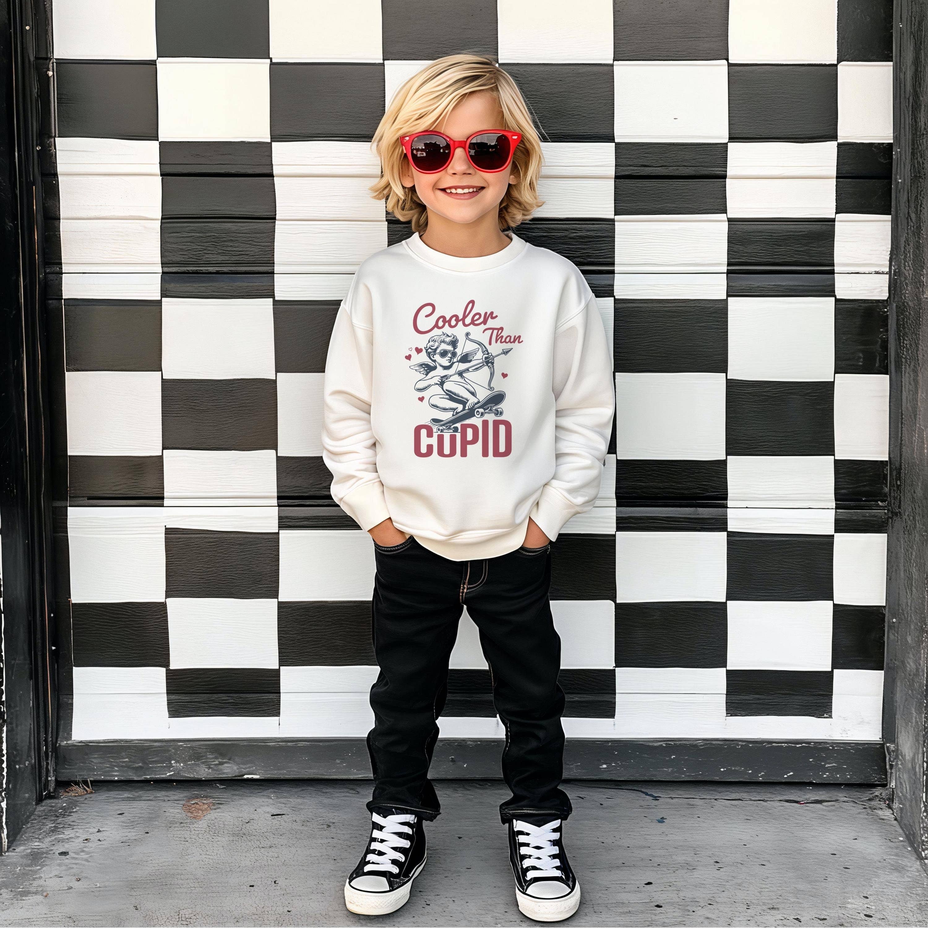 Cooler Than Cupid Sweatshirt - Boys Valentine Sweater T-Shirts, Hoodie | PodTeesHub.com