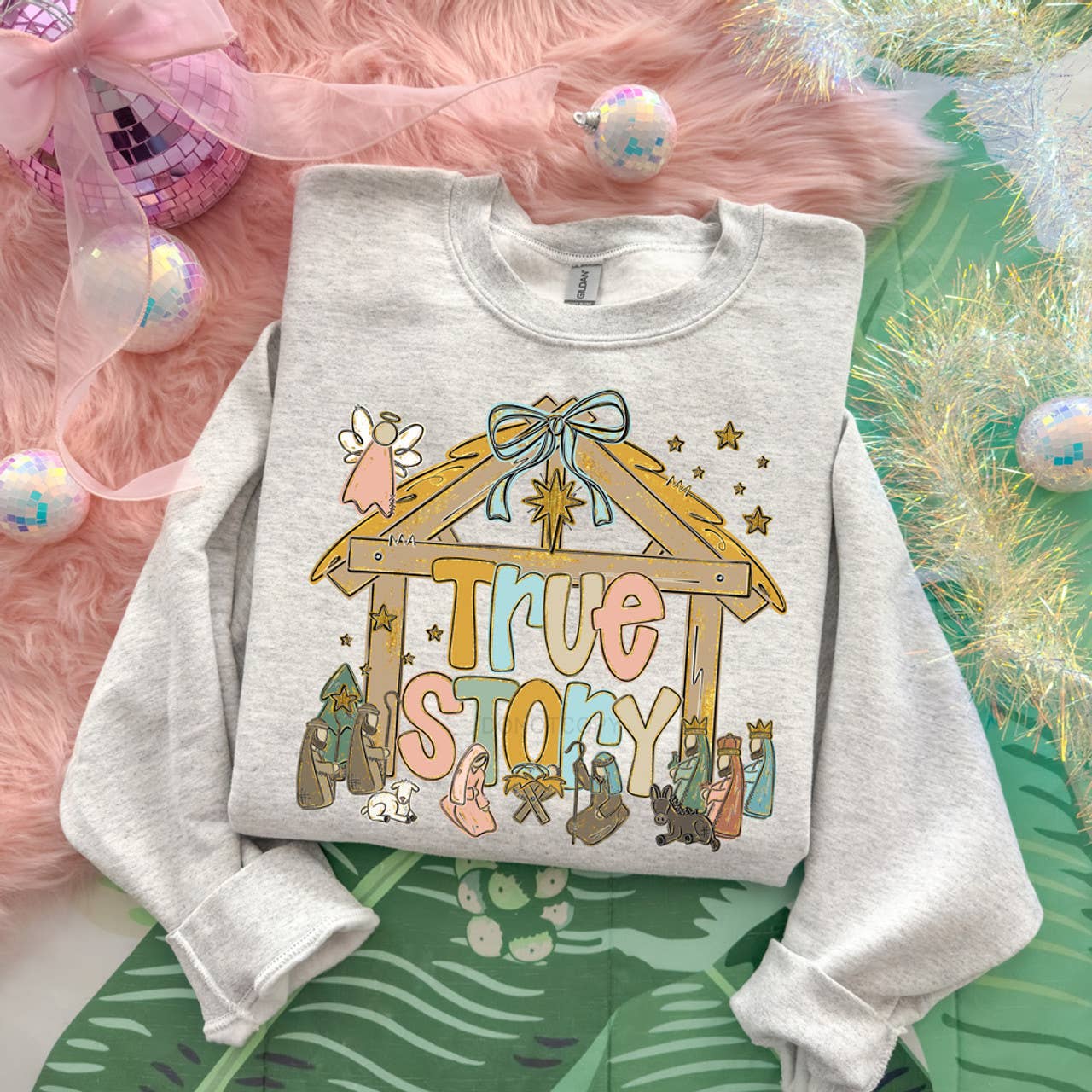 Pastel True Story Nativity Sweatshirt T-Shirts, Hoodie | PodTeesHub.com