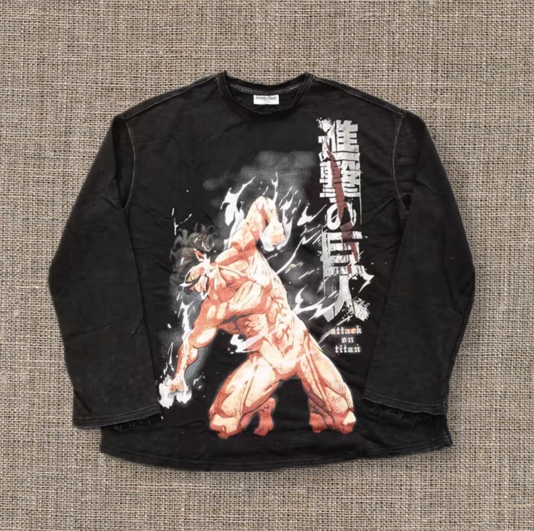 Japanese Brand X Vintage Attack Titan Black T-Shirts, Hoodie, Sweatshirt