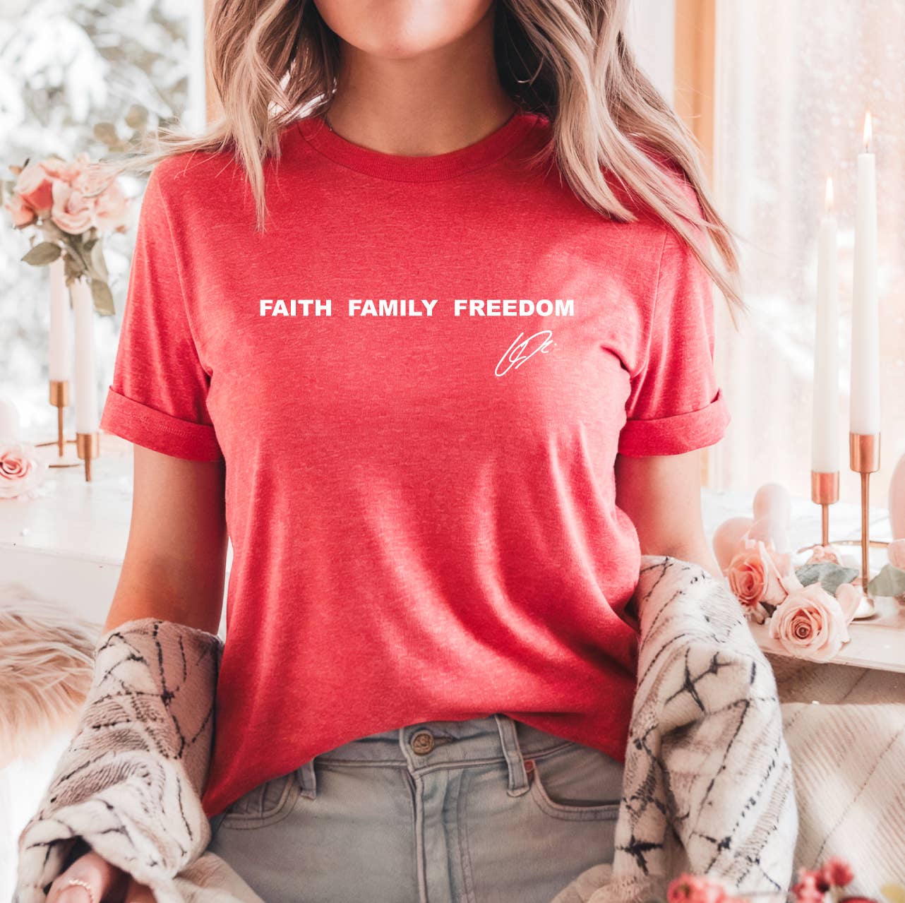 Faith Family Freedom T-Shirt Charlie Kirk, Heather Red Hoodie, Sweatshirt | PodTeesHub.com