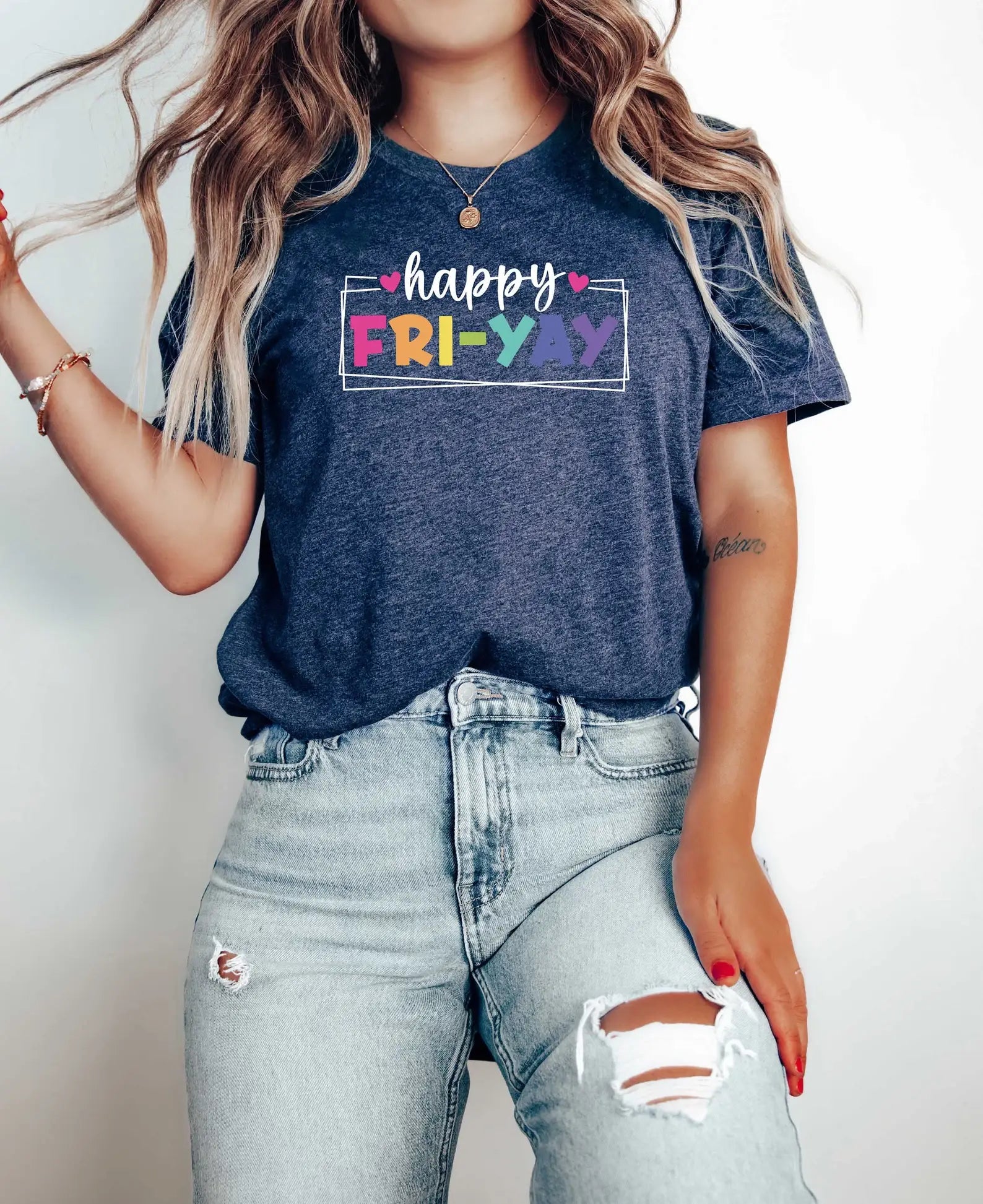 Happy Fri-Yay T-Shirt, Funny Friday Tee. Back To School Tee Hoodie, Sweatshirt | PodTeesHub.com