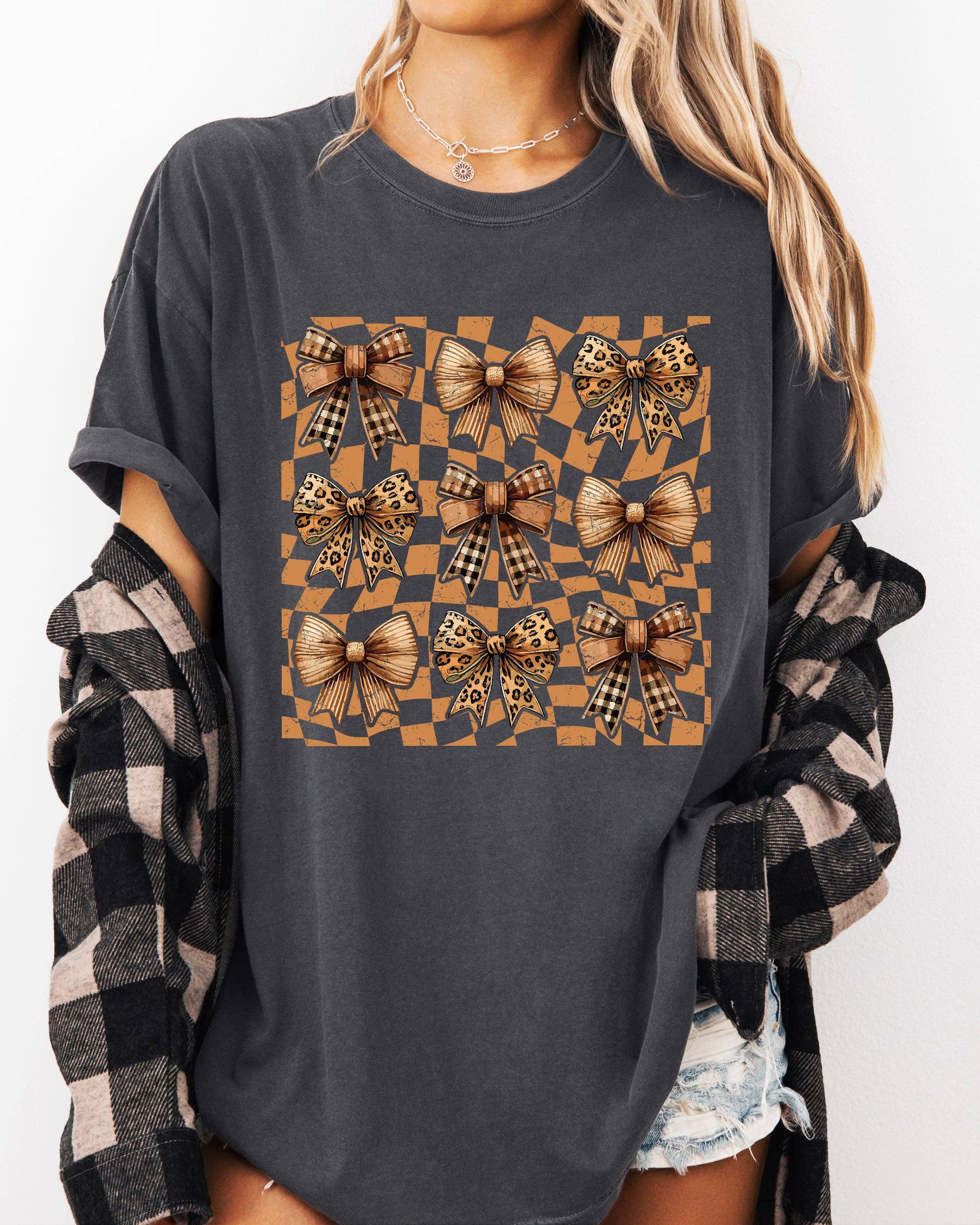 Checkered Autumn Coquette Bows Halloween Autumn Fall Shirt Hoodie, Sweatshirt | PodTeesHub.com