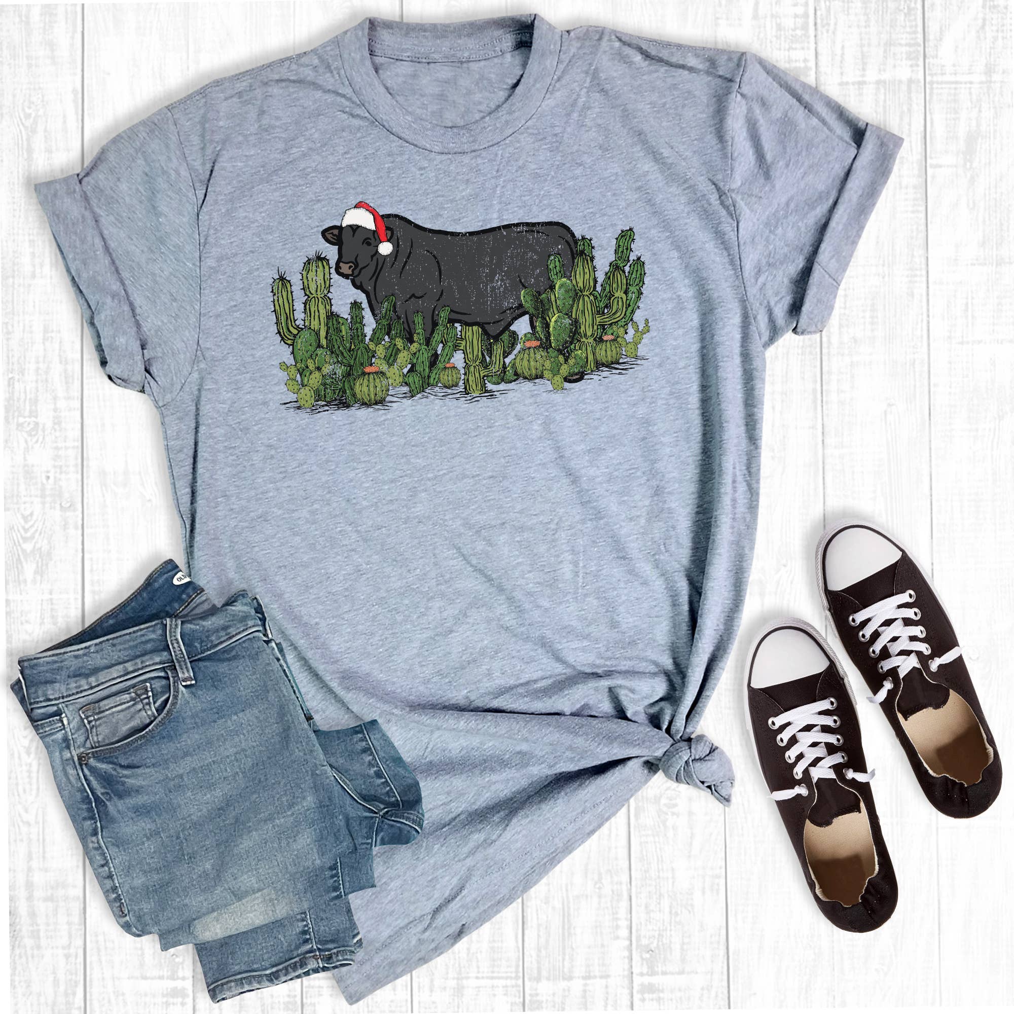 Western Christmas Cattle Graphic Tee Hoodie, Sweatshirt | PodTeesHub.com