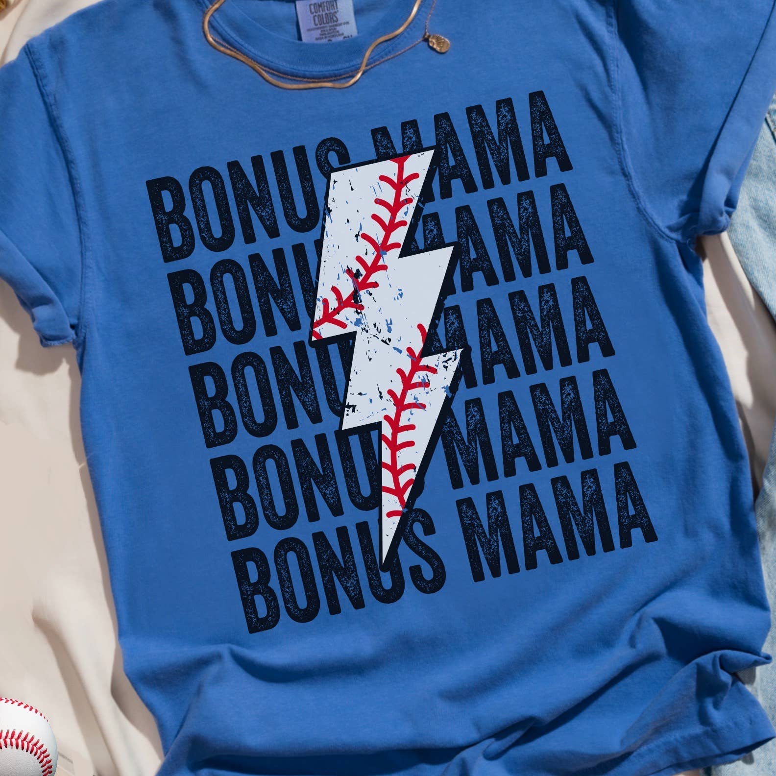 Baseball Bonus Mama Comfort Color Graphic Tee Hoodie, Sweatshirt | PodTeesHub.com
