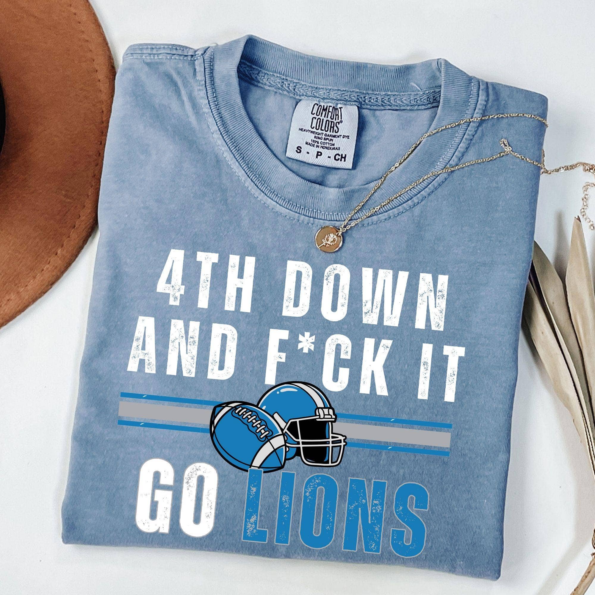 Detroit Football 4th Down Fck It Lions Tee Hoodie, Sweatshirt | PodTeesHub.com