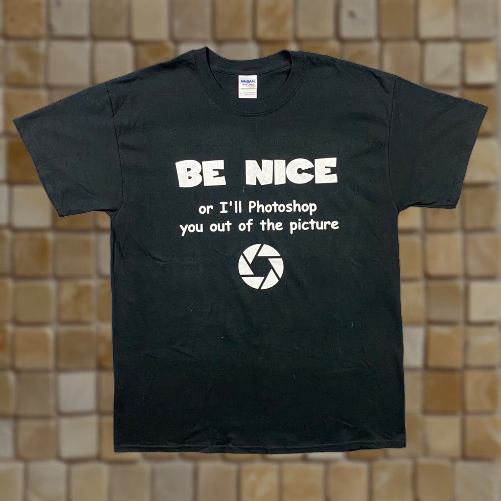 Gildan Vintage Y2k Adobe Photo Shop Slogan Shirt Mens Large Black Cotton Grunge Hipster Retro T Shir Hoodie, Sweatshirt