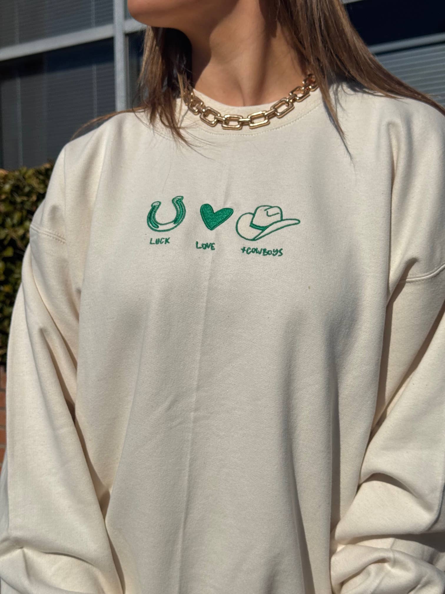 St. Paddy's Day Luck Love Cowboys Embroidered Sweatshirt T-Shirts, Hoodie | PodTeesHub.com