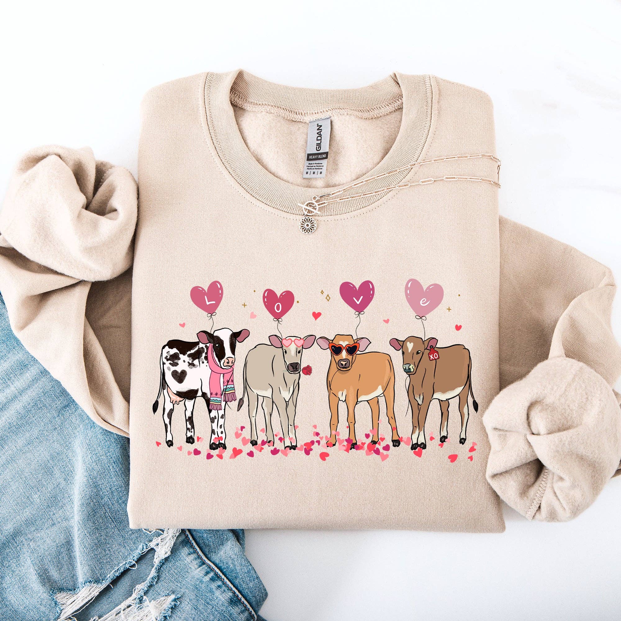 Valentine's Calves, Cows, Cute, Farm Life, Love Sweatshirt T-Shirts, Hoodie | PodTeesHub.com