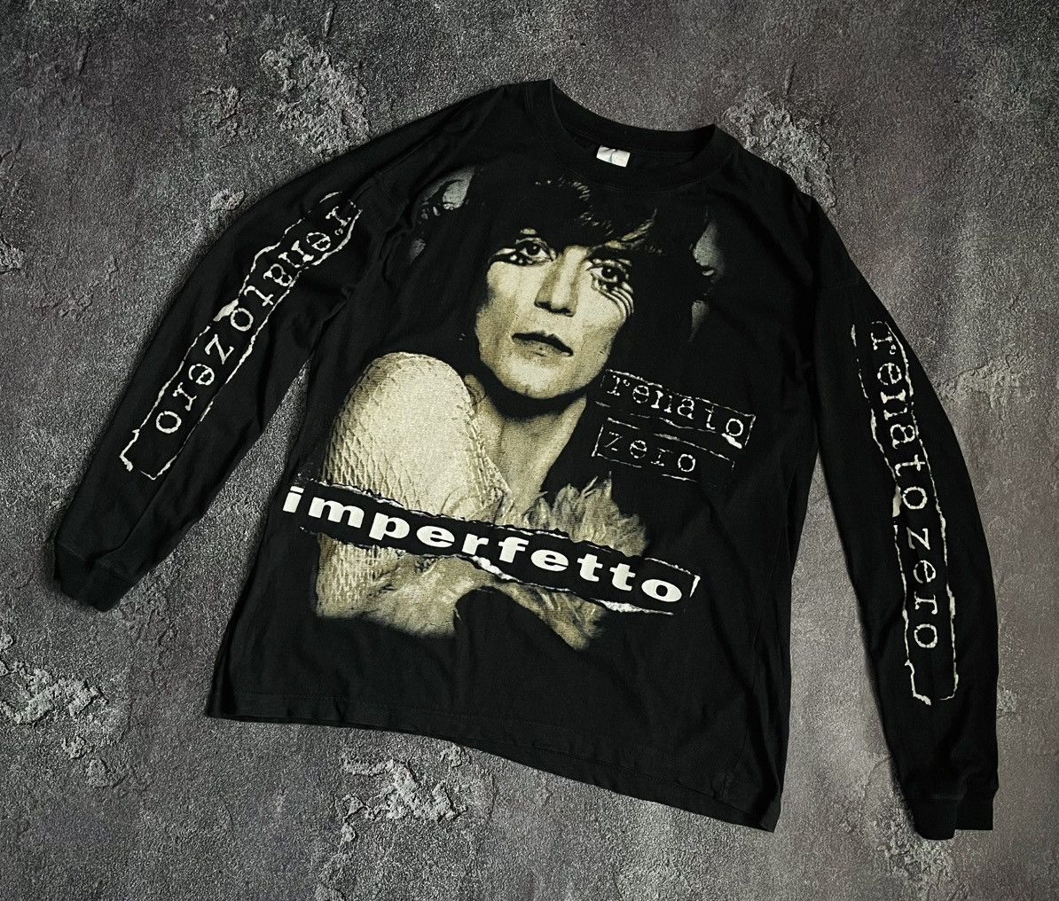 Band Tees Vintage 90 S Renato Zero Imperfetto Italian Band Long Sleeve Hoodie, Sweatshirt | PodTeesHub.com