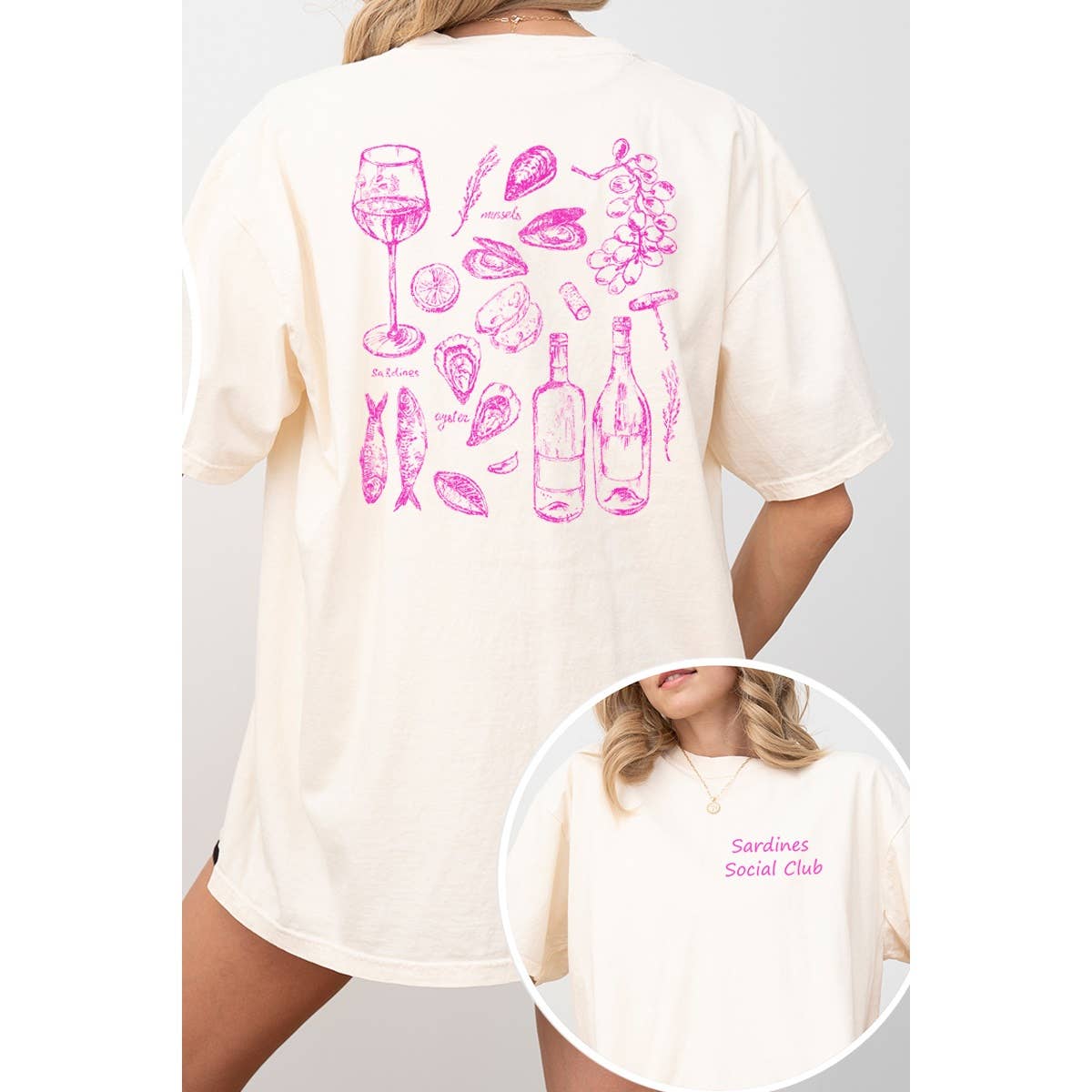 Sardines Social Club  Graphic  Oversized Tee Hoodie, Sweatshirt | PodTeesHub.com