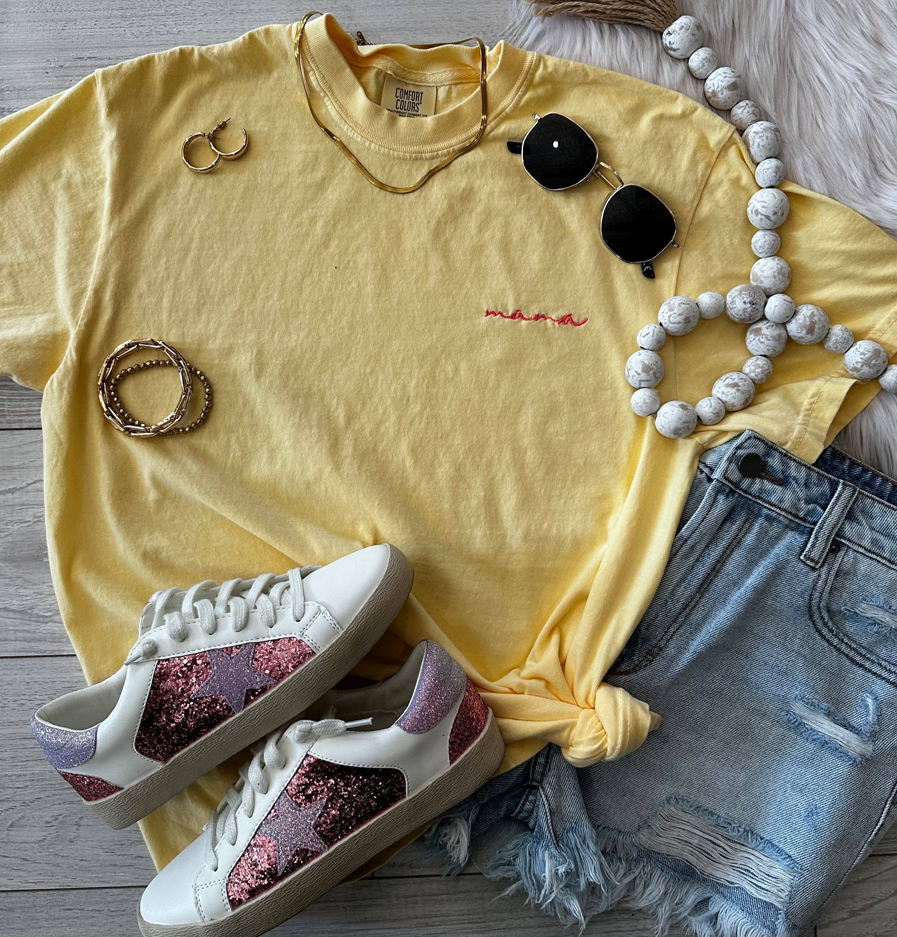 Butter Dainty Mama Embroidered Tee Hoodie, Sweatshirt | PodTeesHub.com