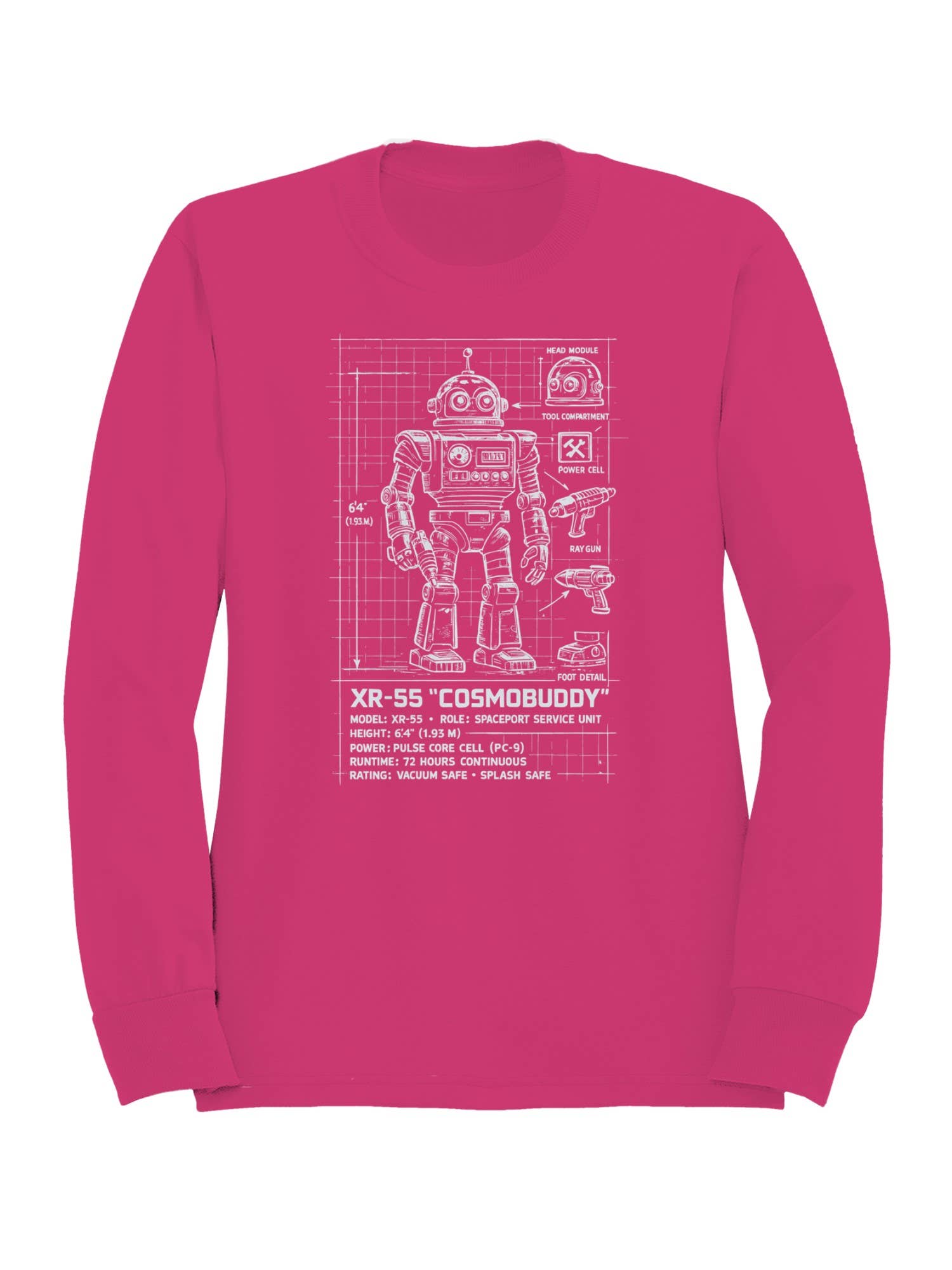 XR-55 "Cosmobuddy" Blueprint Design Women's Sweatshirt T-Shirts, Hoodie | PodTeesHub.com