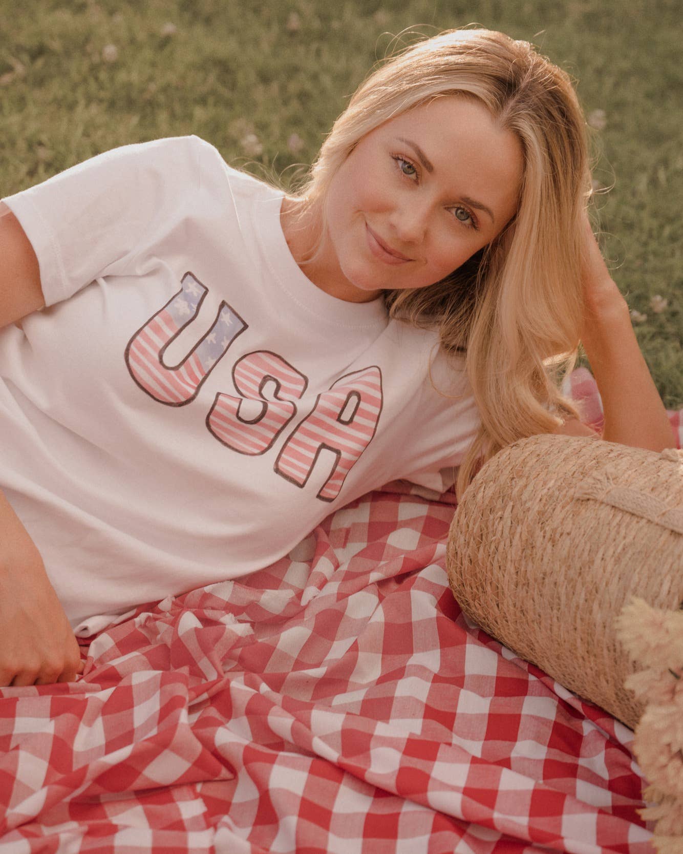 4th of July USA Stars & Stripes White Ellie Perfect Tee Hoodie, Sweatshirt | PodTeesHub.com