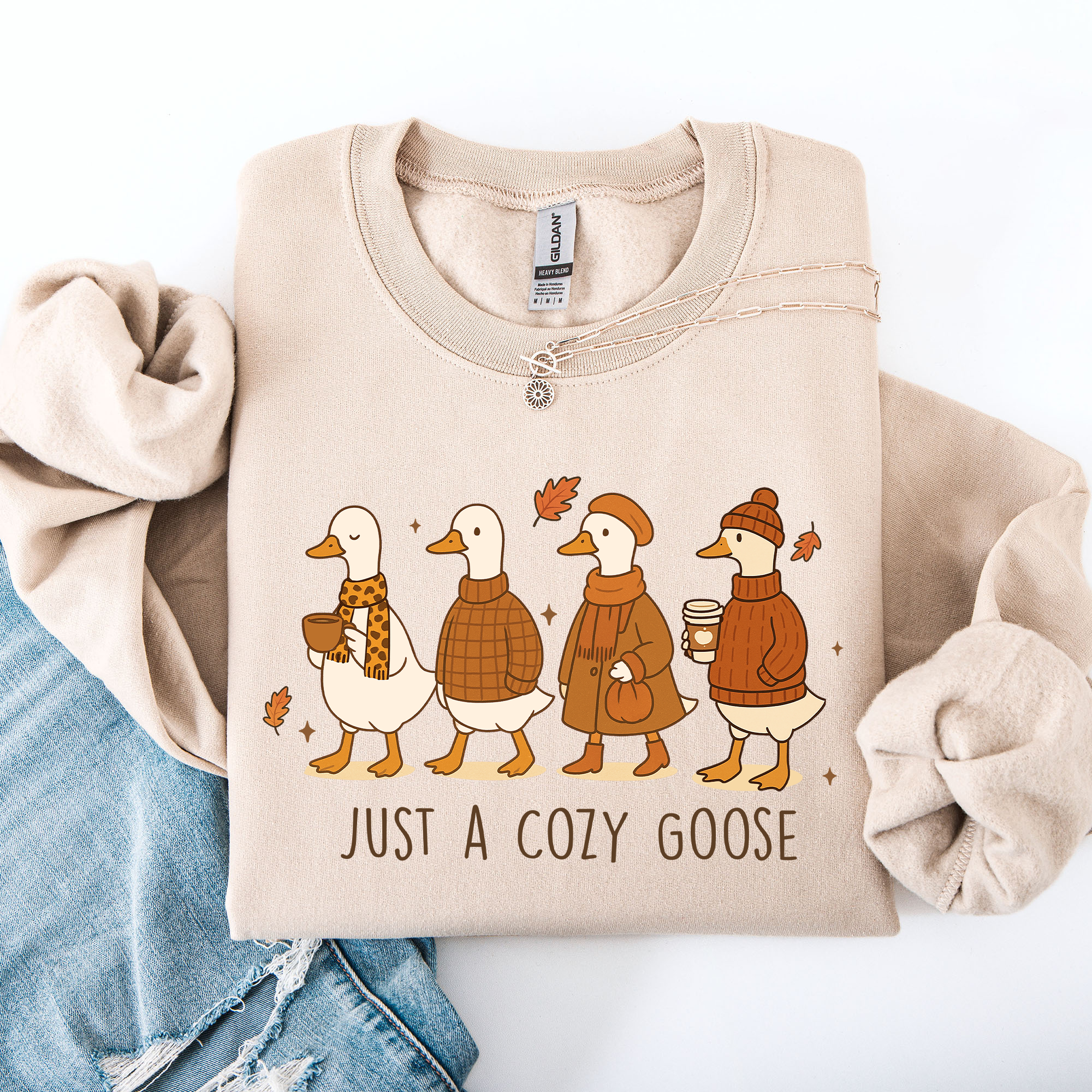 Just A Cozy Goose, Cute Autumn Fall Pumpkin Spice Sweatshirt T-Shirts, Hoodie | PodTeesHub.com