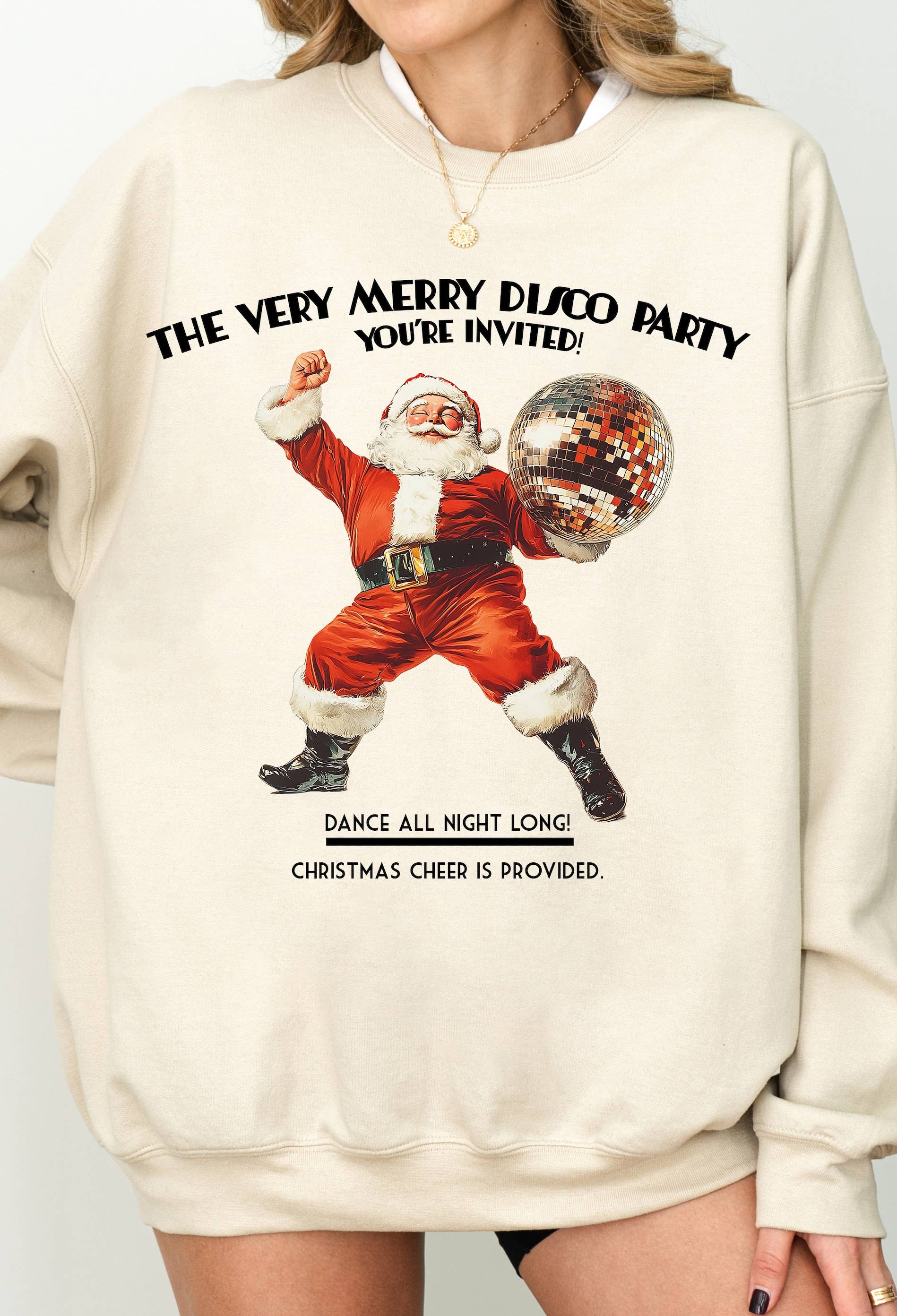 The Very Merry Disco Party Graphic Sweater T-Shirts, Hoodie, Sweatshirt | PodTeesHub.com