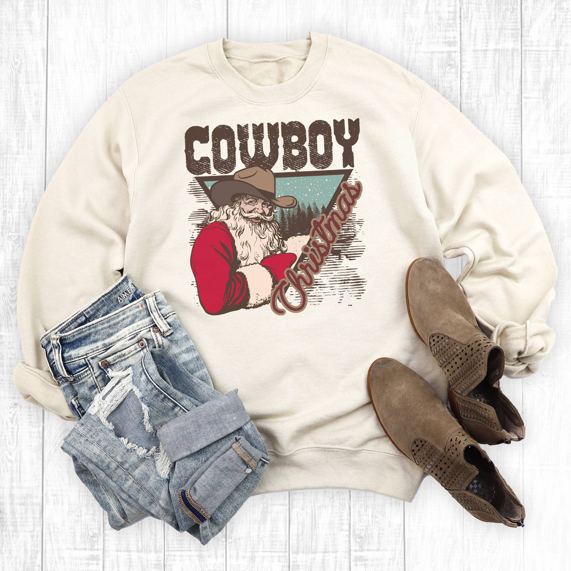 Cowboy Christmas Sweatshirt T-Shirts, Hoodie | PodTeesHub.com