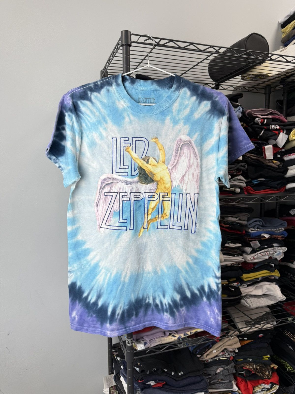Zeppelin Vintage Led Zeppelin Band T Shirt Tie Dye Liquid Blue Hoodie, Sweatshirt | PodTeesHub.com