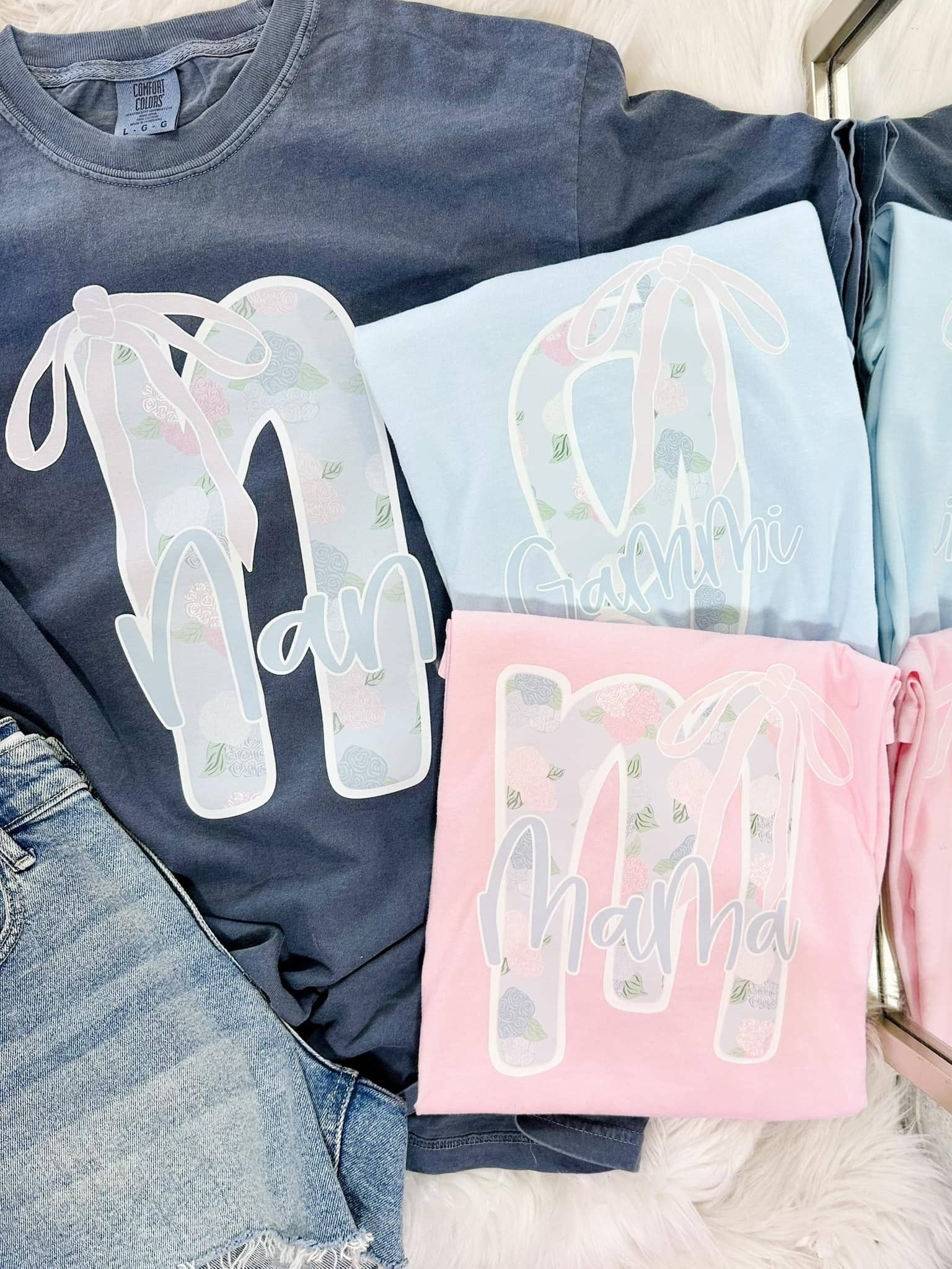 Custom Hydrangea Bow Letter Name Dtf Tee Hoodie, Sweatshirt | PodTeesHub.com