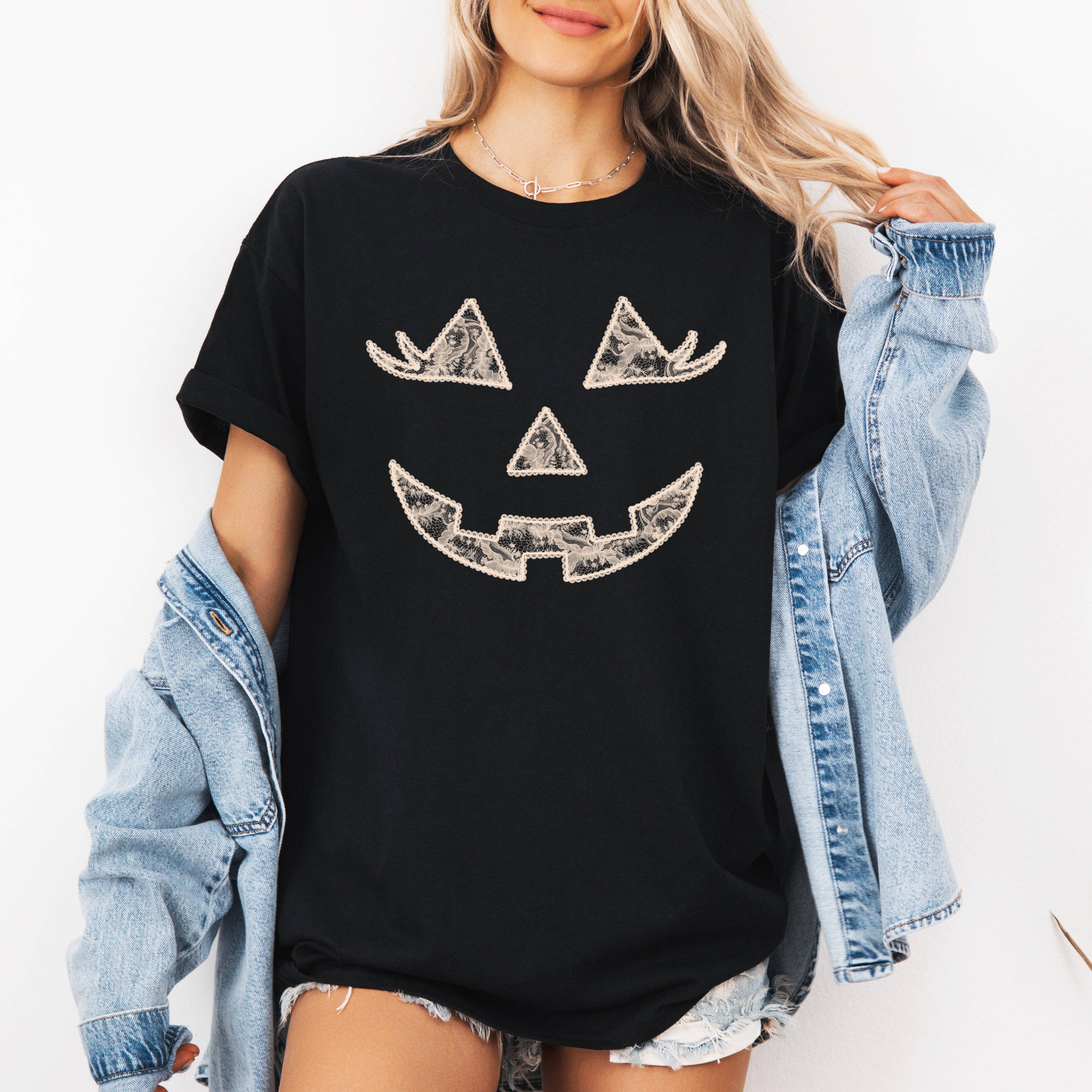 Jack-O-Lantern, Coquette, Faux Lace, Halloween, Tshirt Hoodie, Sweatshirt | PodTeesHub.com
