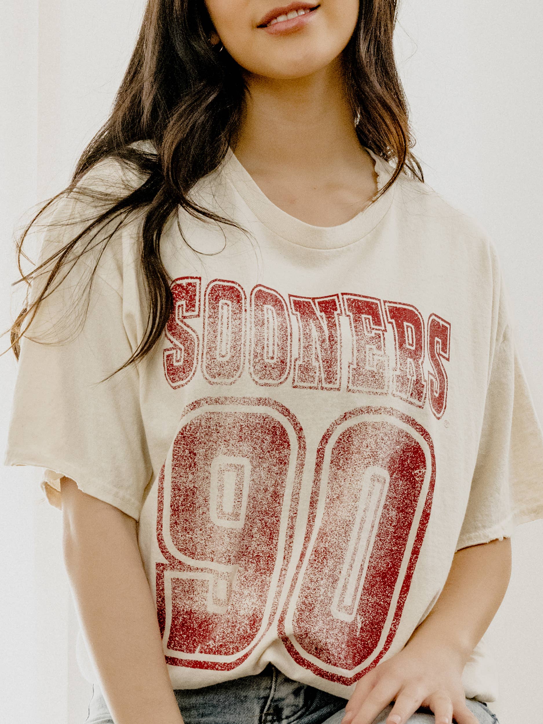 Ou Sooners Player Off White Thrifted Tee Hoodie, Sweatshirt | PodTeesHub.com