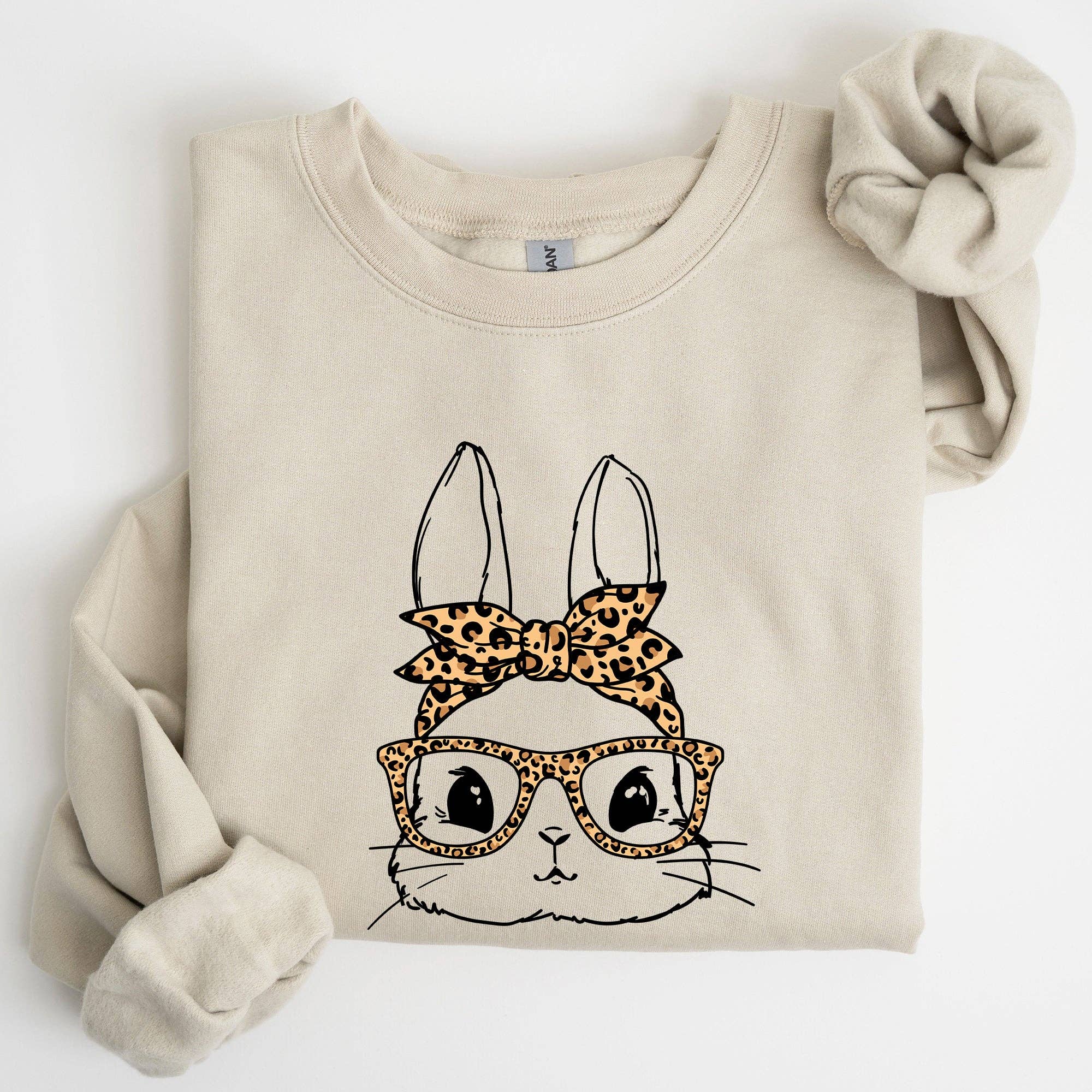 Cute Bunny, Glasses, Leopard Bandana, Easter, Sweatshirt T-Shirts, Hoodie | PodTeesHub.com
