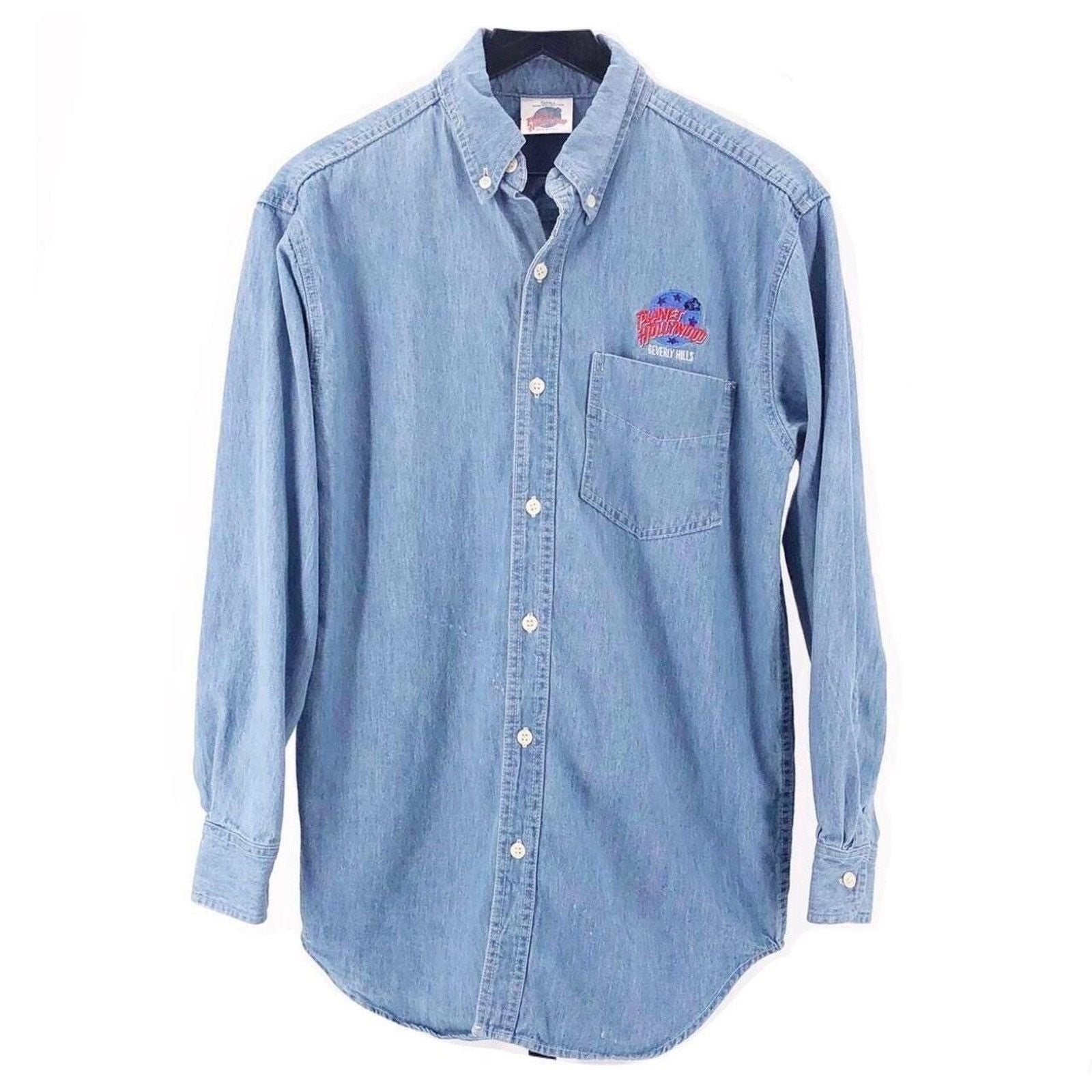 Vintage Planet Hollywood Beverly Hills Chambray Shirt 1990s Vintage Hoodie, Sweatshirt | PodTeesHub.com