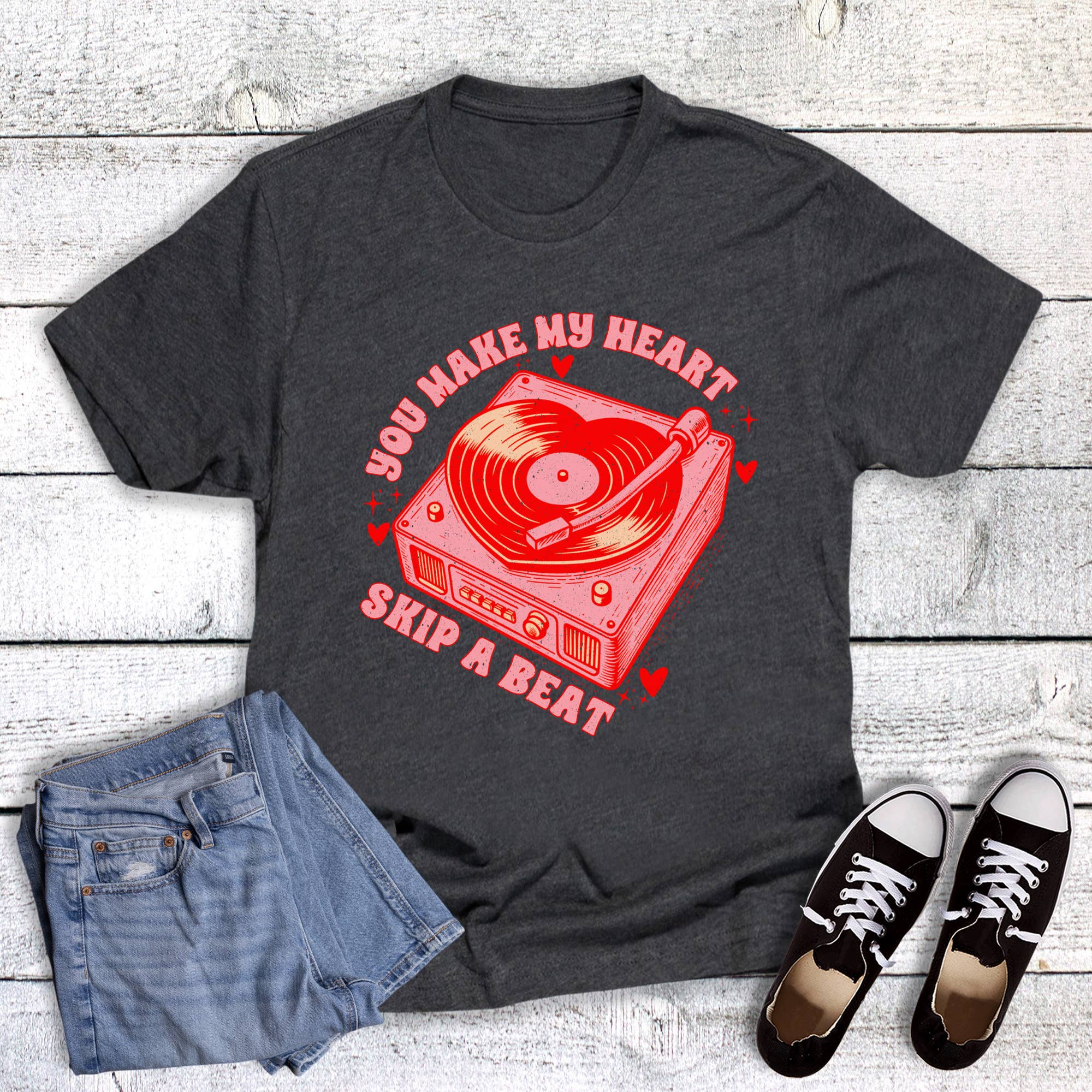 Valentine You Make My Heart Skip A Beat Graphic Tee Hoodie, Sweatshirt | PodTeesHub.com