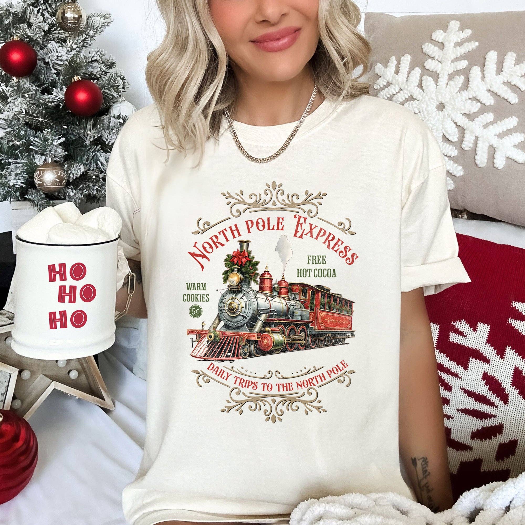 North Pole Express, Vintage Christmas Sign, Tshirt Hoodie, Sweatshirt | PodTeesHub.com