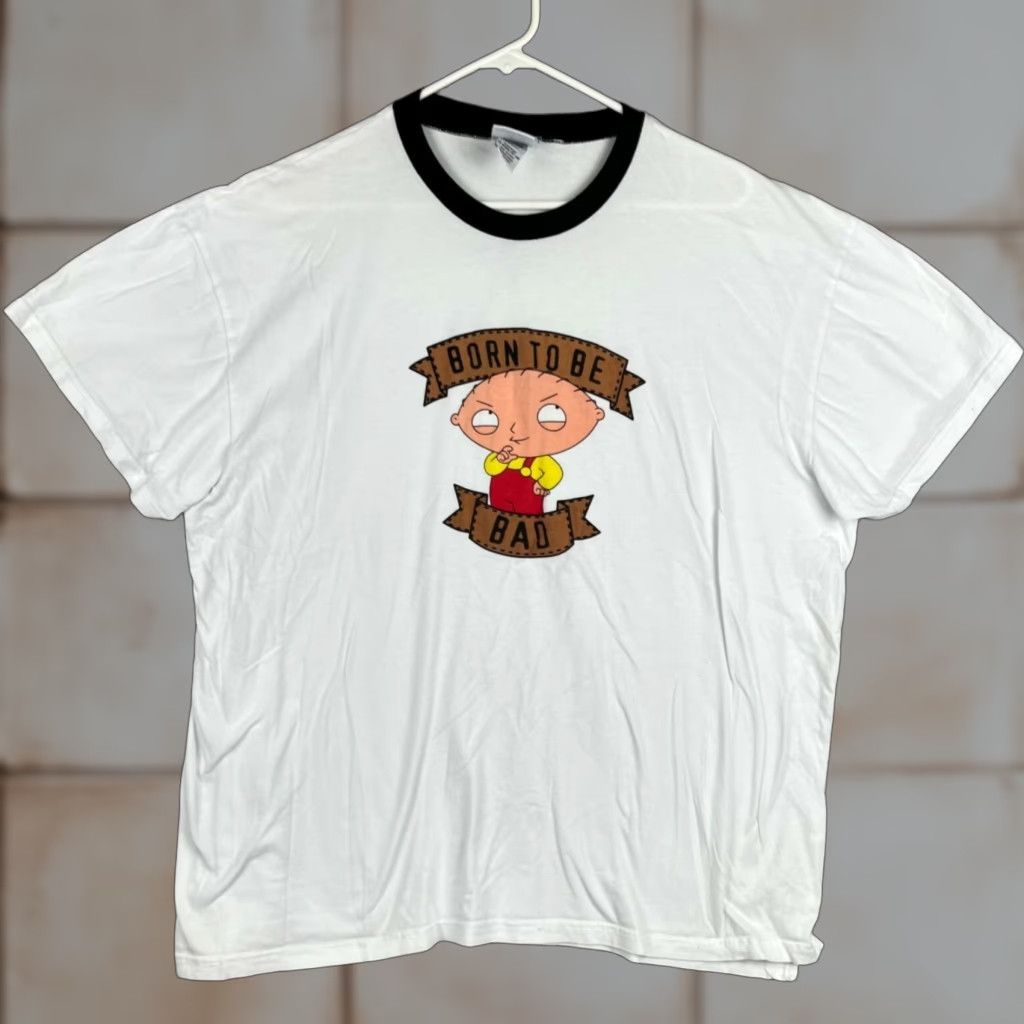 Born Vintage Family Guy Stewie Born To Be Bad T Shirt Xl Men White Short Sleeve Crew Neck Cotton Log Hoodie, Sweatshirt