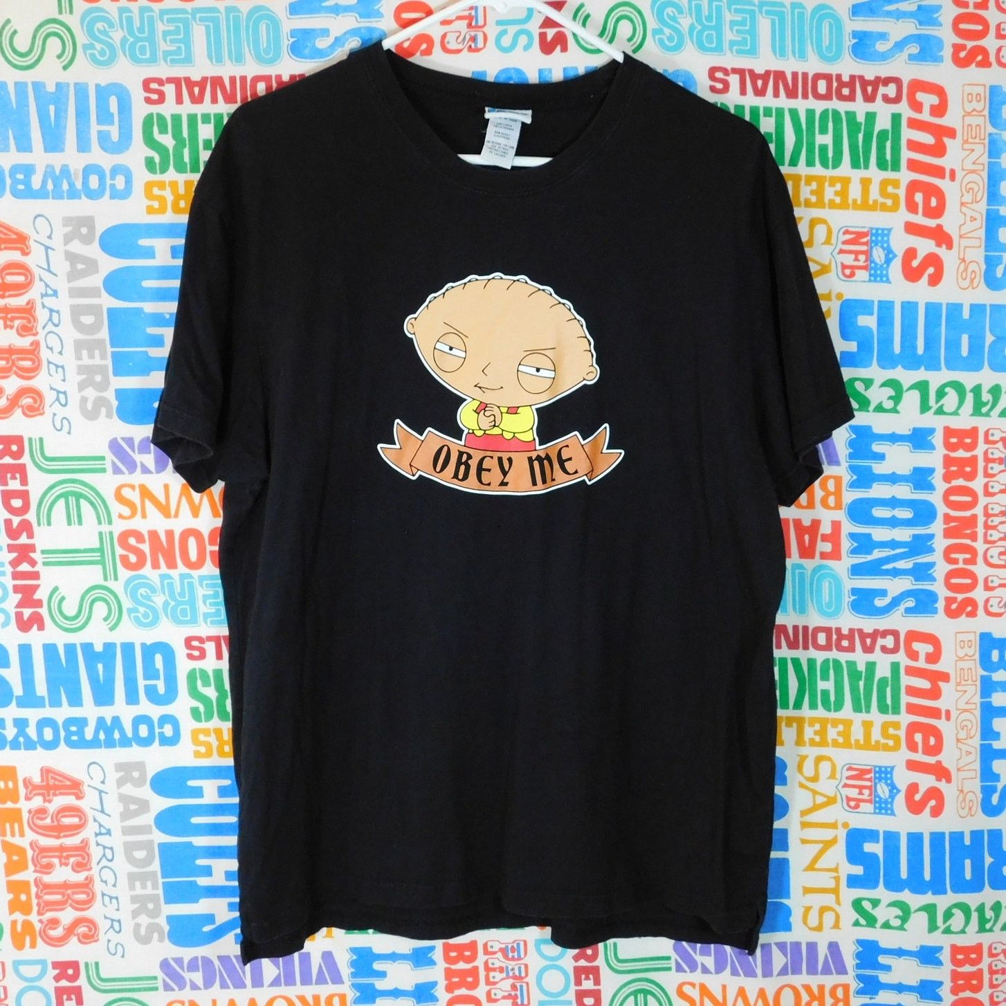 Hanes Y2k Family Guy Stewie Obey Me Graphic T Shirt Size L 2007 Hoodie, Sweatshirt | PodTeesHub.com