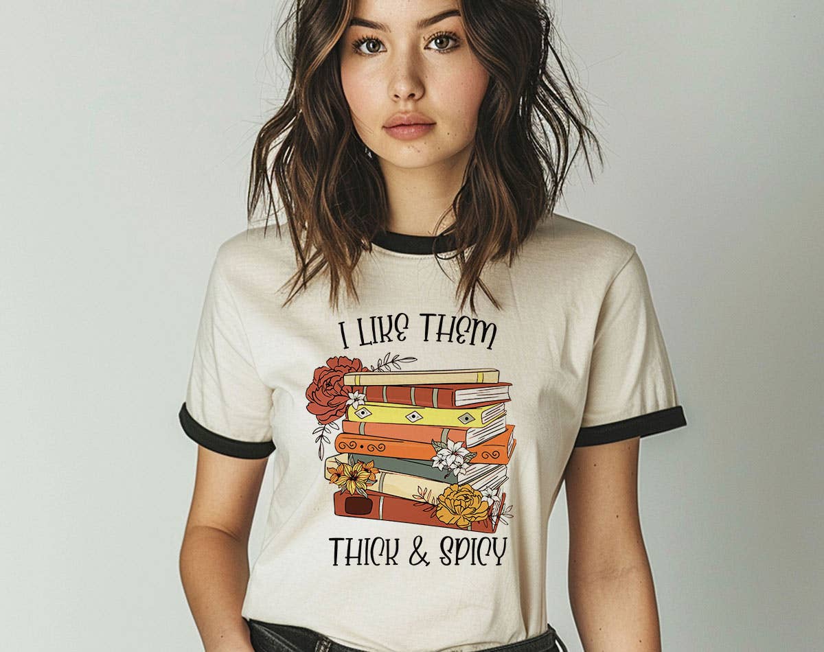 I Like Them Thick & Spicy - Romance Book Ringer Shirt Hoodie, Sweatshirt | PodTeesHub.com