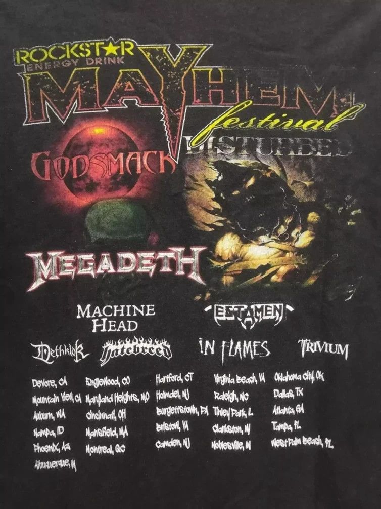 Band Tees Rockstar Festival Mayhem Tour 2011 Tee Megadeth Godsmack Hoodie, Sweatshirt | PodTeesHub.com