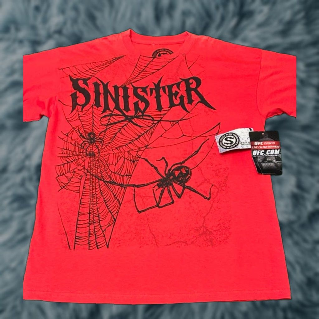 Vintage Sinister Ufc Mma Spiderweb Vtg Shirt Youth Xl Mens Small Red Grunge Punk Y2k Sports Skul Hoodie, Sweatshirt