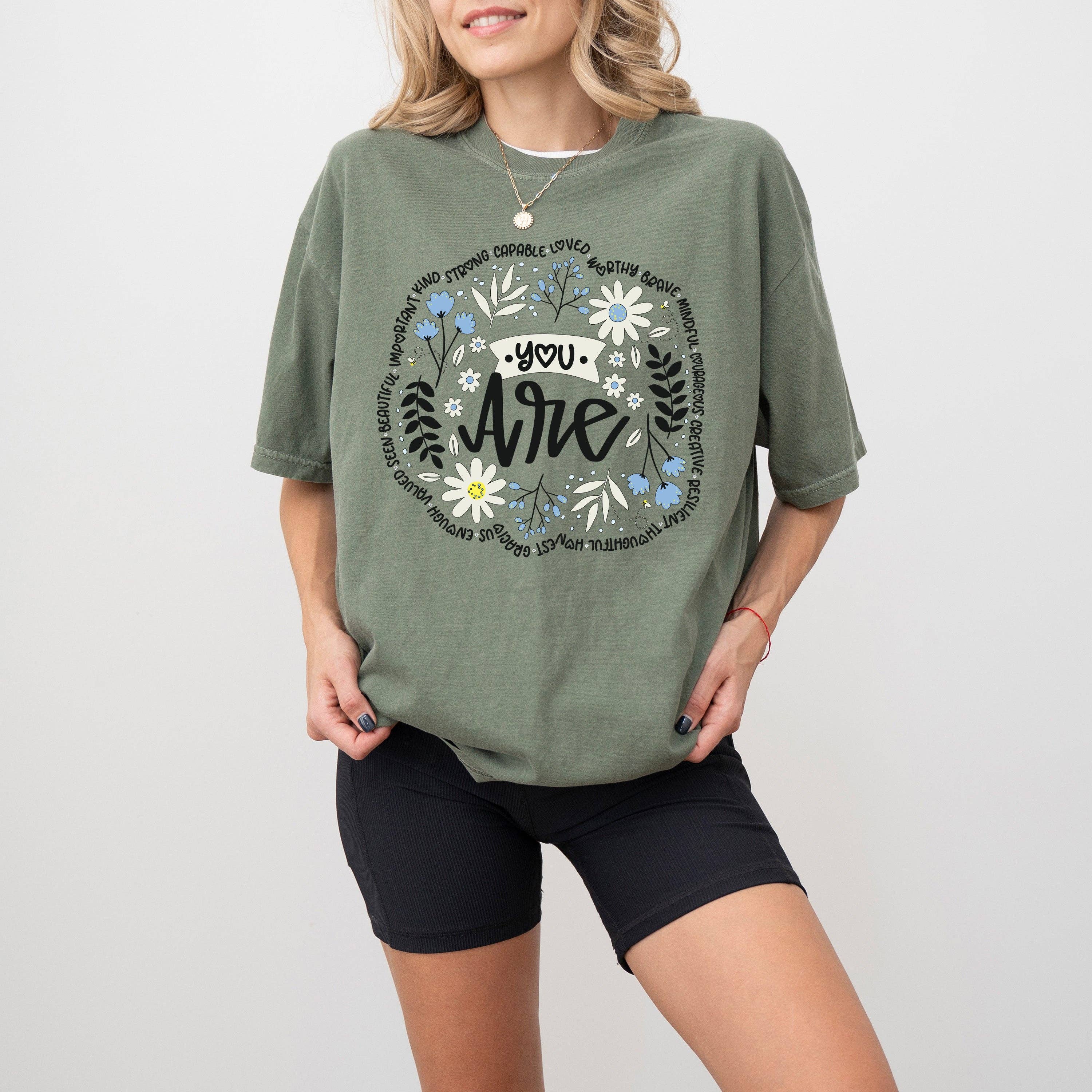 Positivity & Self Care Retro Floral T-Shirt Hoodie, Sweatshirt | PodTeesHub.com